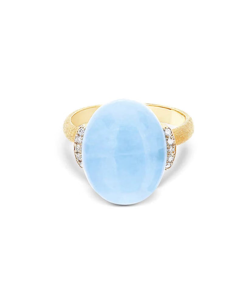 Nanis 18k Yellow Gold Aquamarine and Diamond Ring