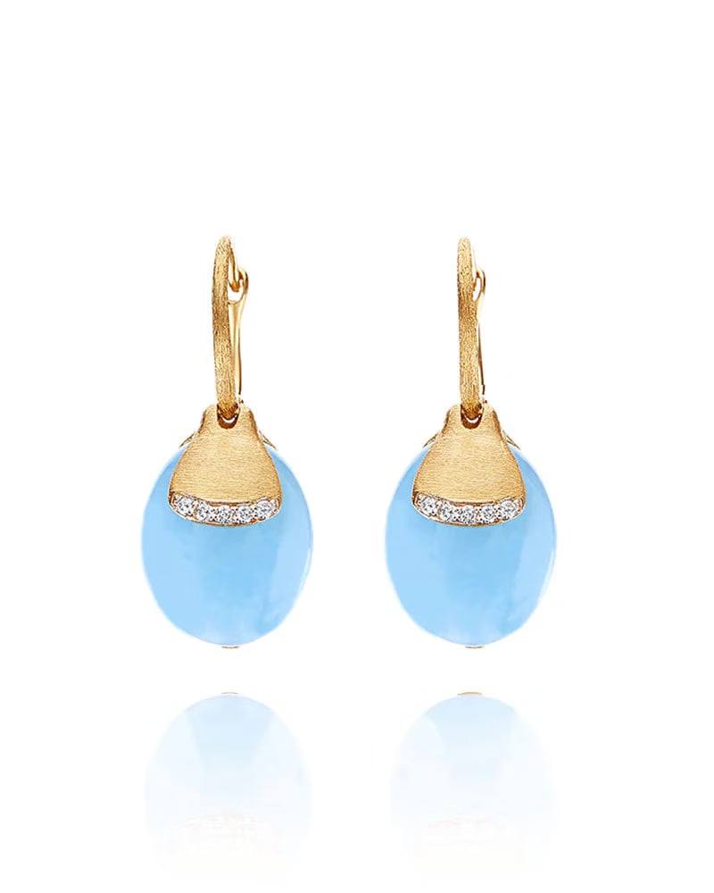 Nanis 18k Yellow Gold Aquamarine and Diamond Earrings