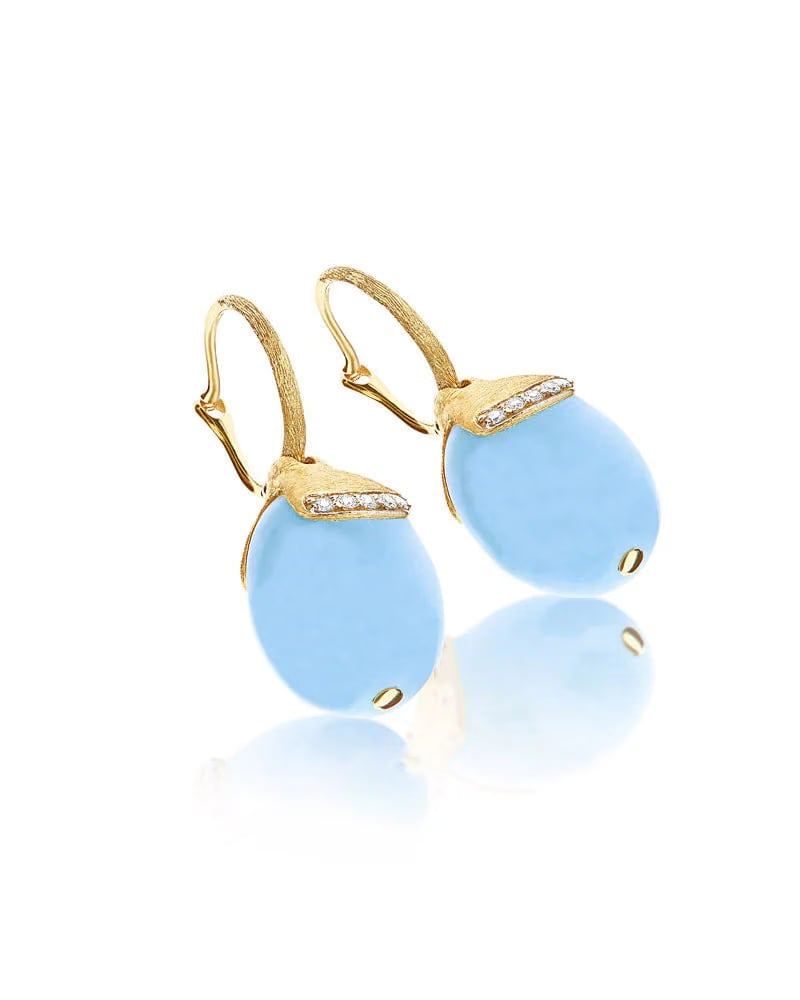 Nanis 18k Yellow Gold Aquamarine and Diamond Earrings