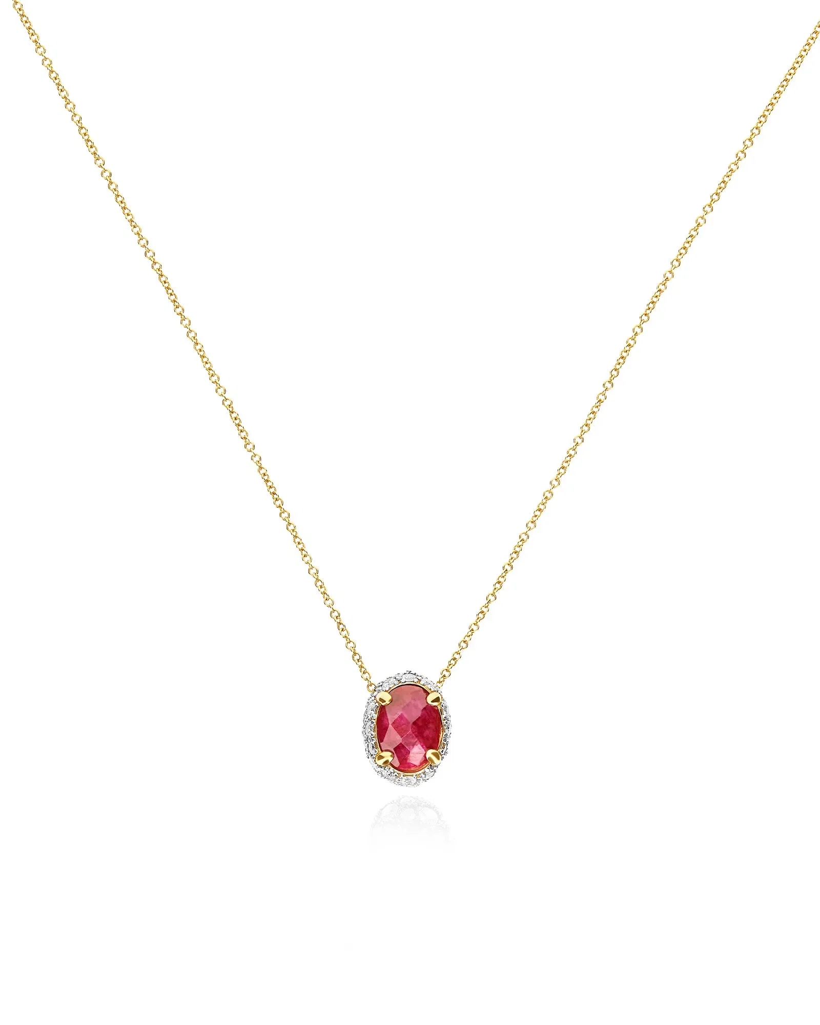 Nanis 18k Yellow Gold Reverse Diamond and Ruby Necklace