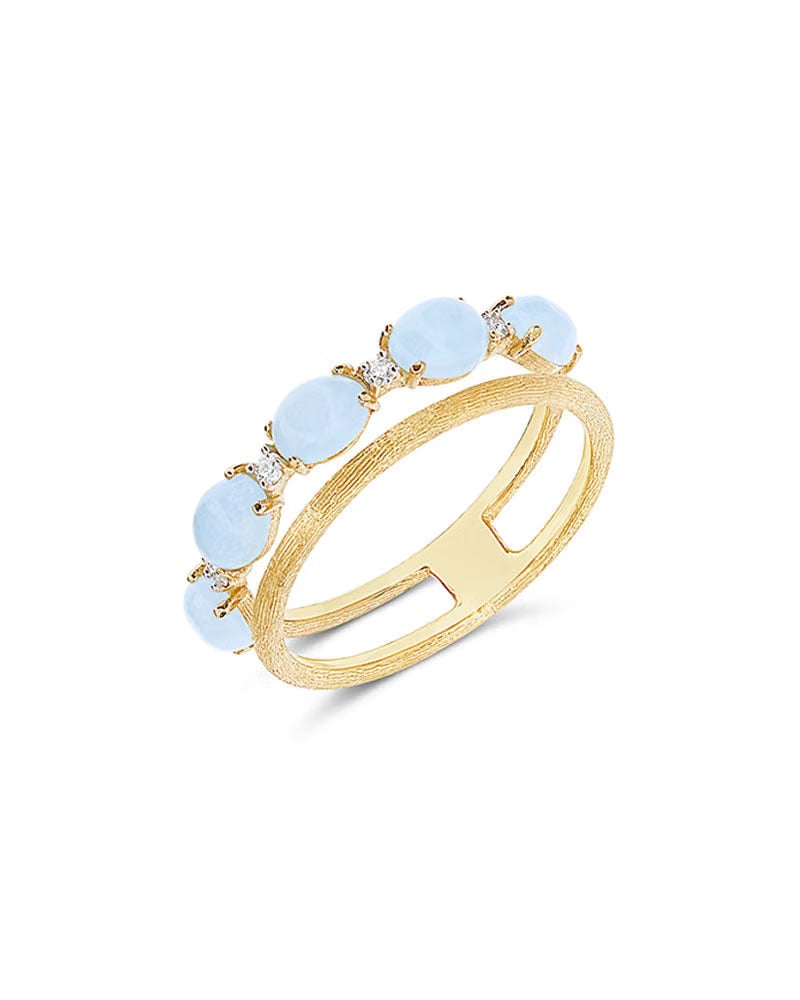 Nanis 18k Yellow Gold Aquamarine & Diamond Ring