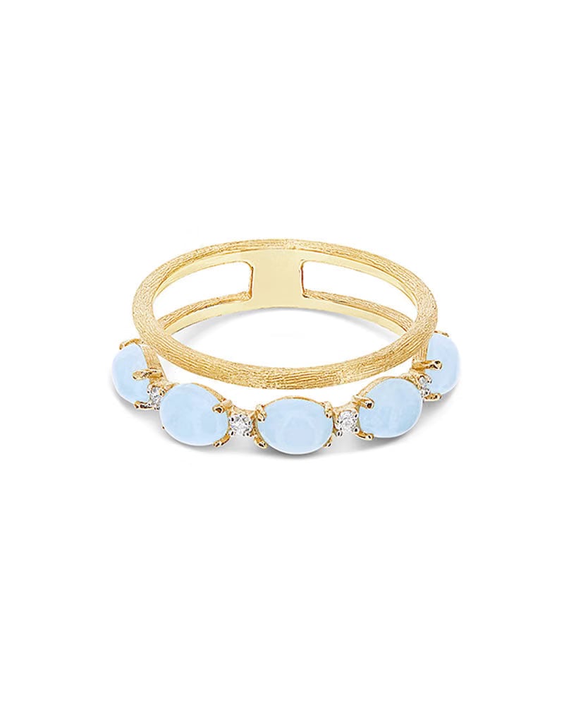 Nanis 18k Yellow Gold Aquamarine & Diamond Ring