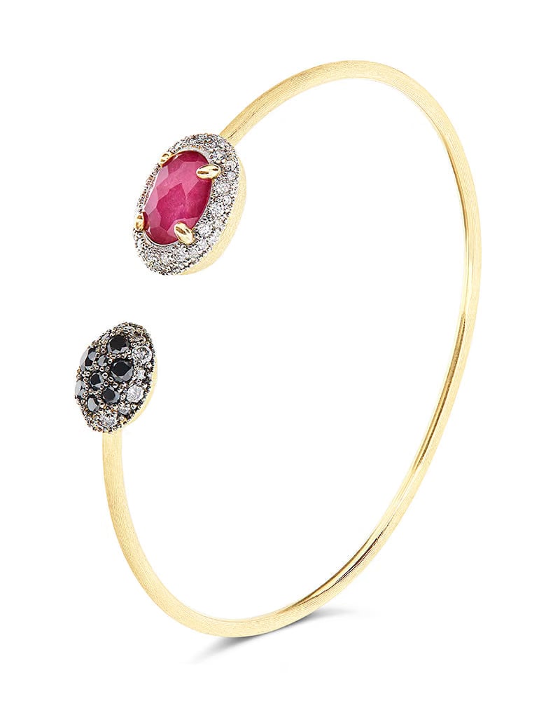 Nanis 18k Yellow Gold Diamond Diamond and Ruby Bangle