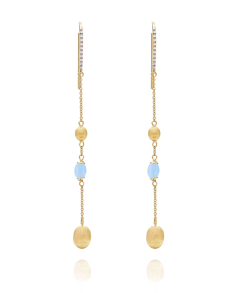 Nanis 18k Yellow Gold Diamond & Aquamarine Drop Earrings