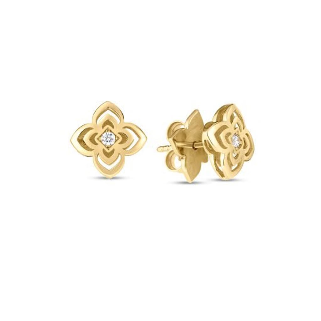 Roberto Coin 18k Yellow Gold Small Diamond Flower Stud Earrings