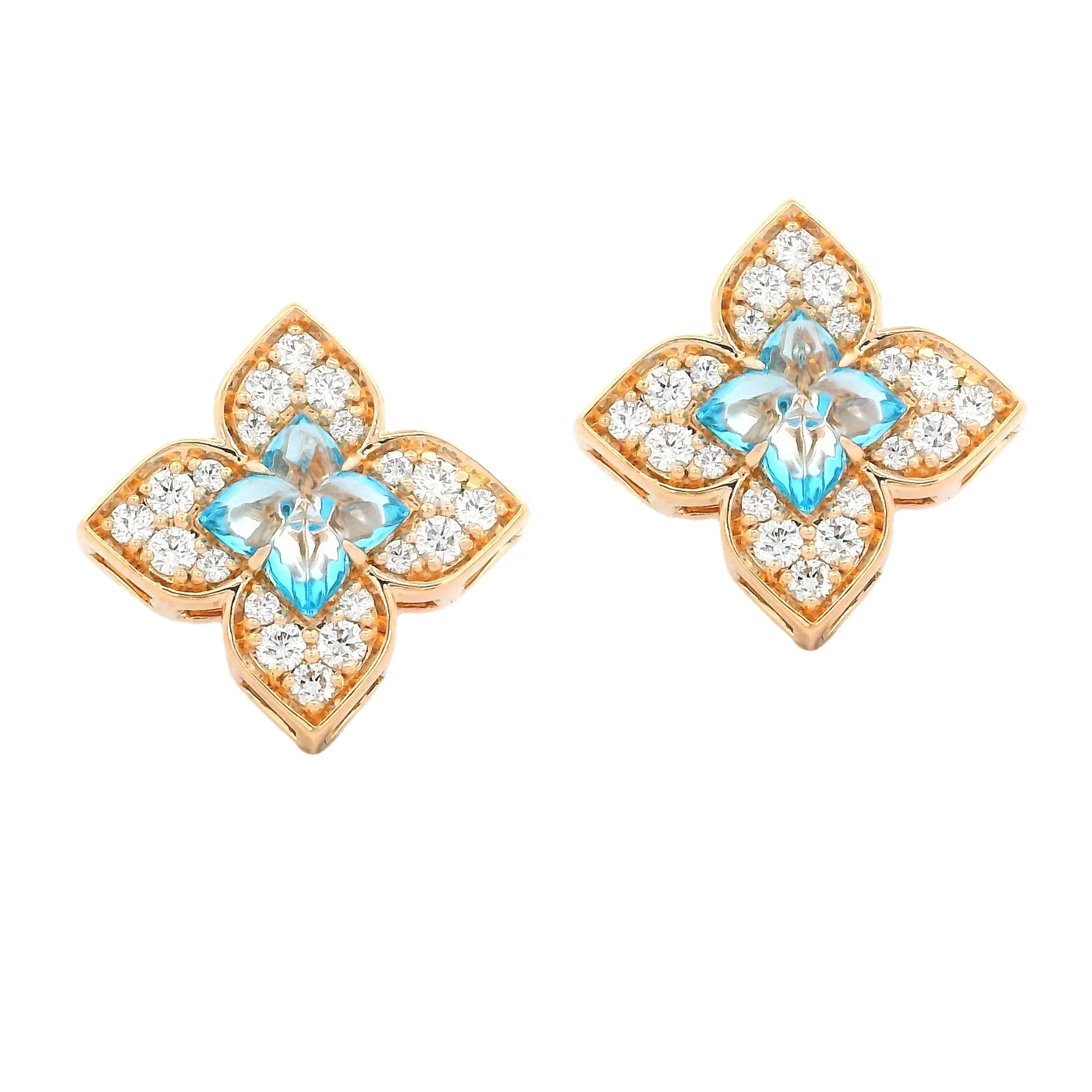 Roberto Coin 18k Rose Gold Diamond and Blue Topaz Earrings