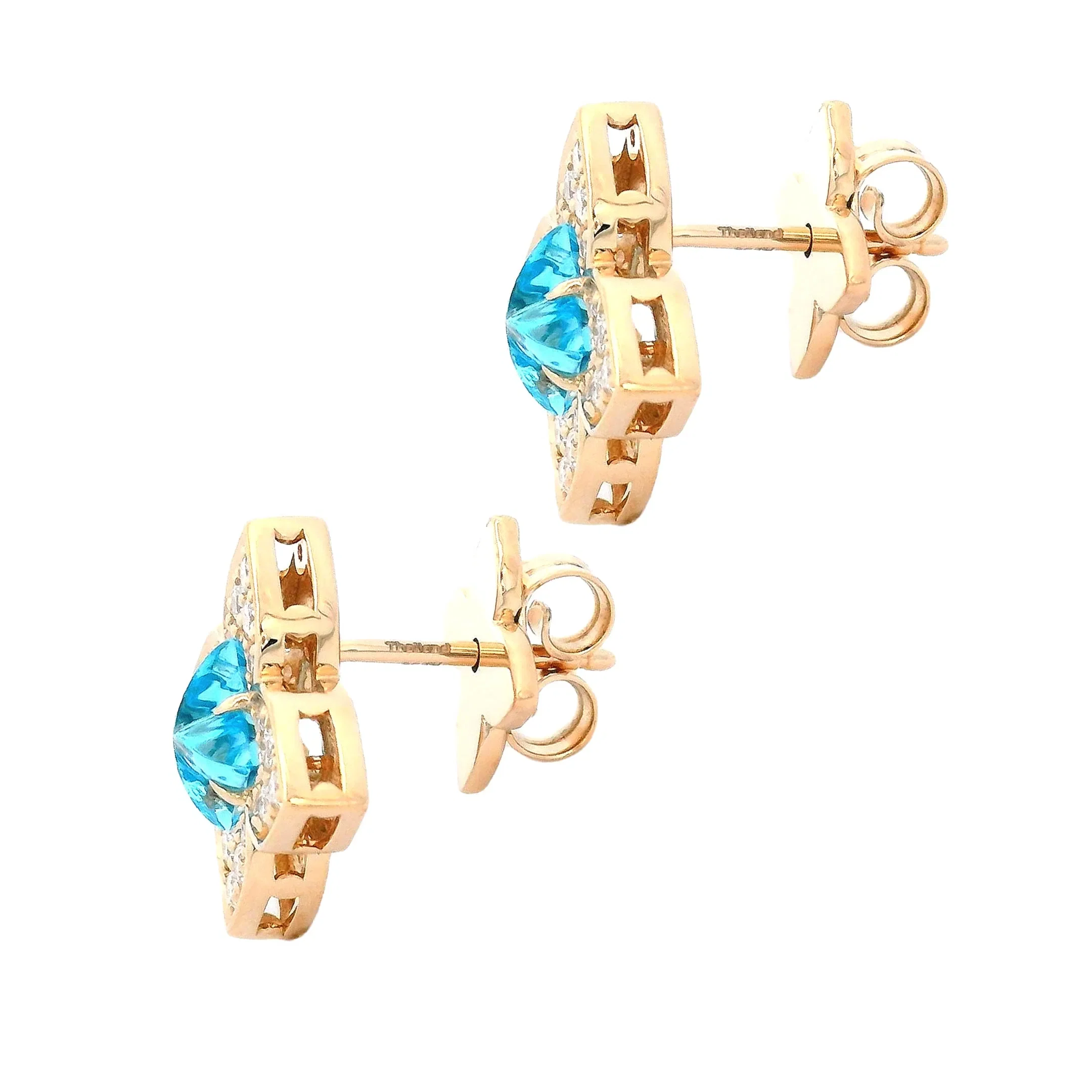 Roberto Coin 18k Rose Gold Diamond and Blue Topaz Earrings