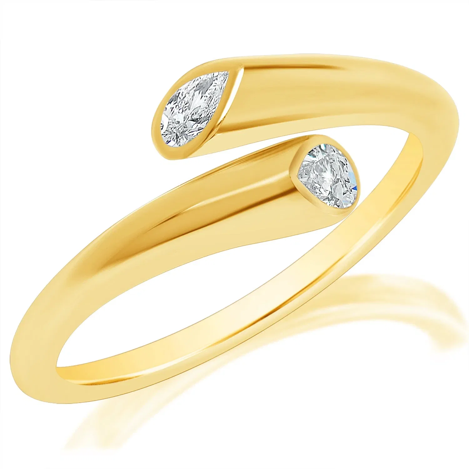 Classique Creations Stacking Bypass Ring with Pear Diamond Points
