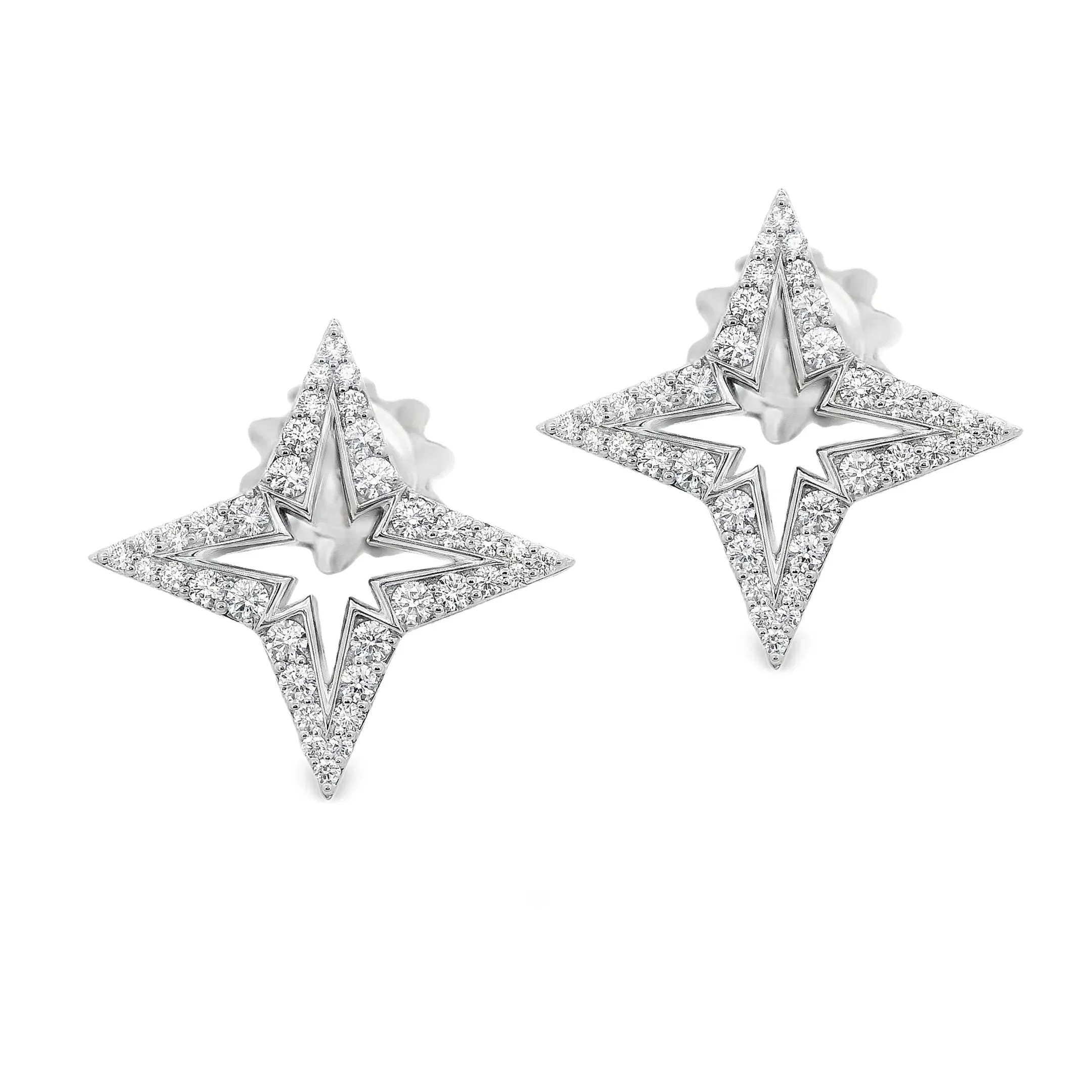 Roberto Coin 18k White Gold Diamond Star Earrings