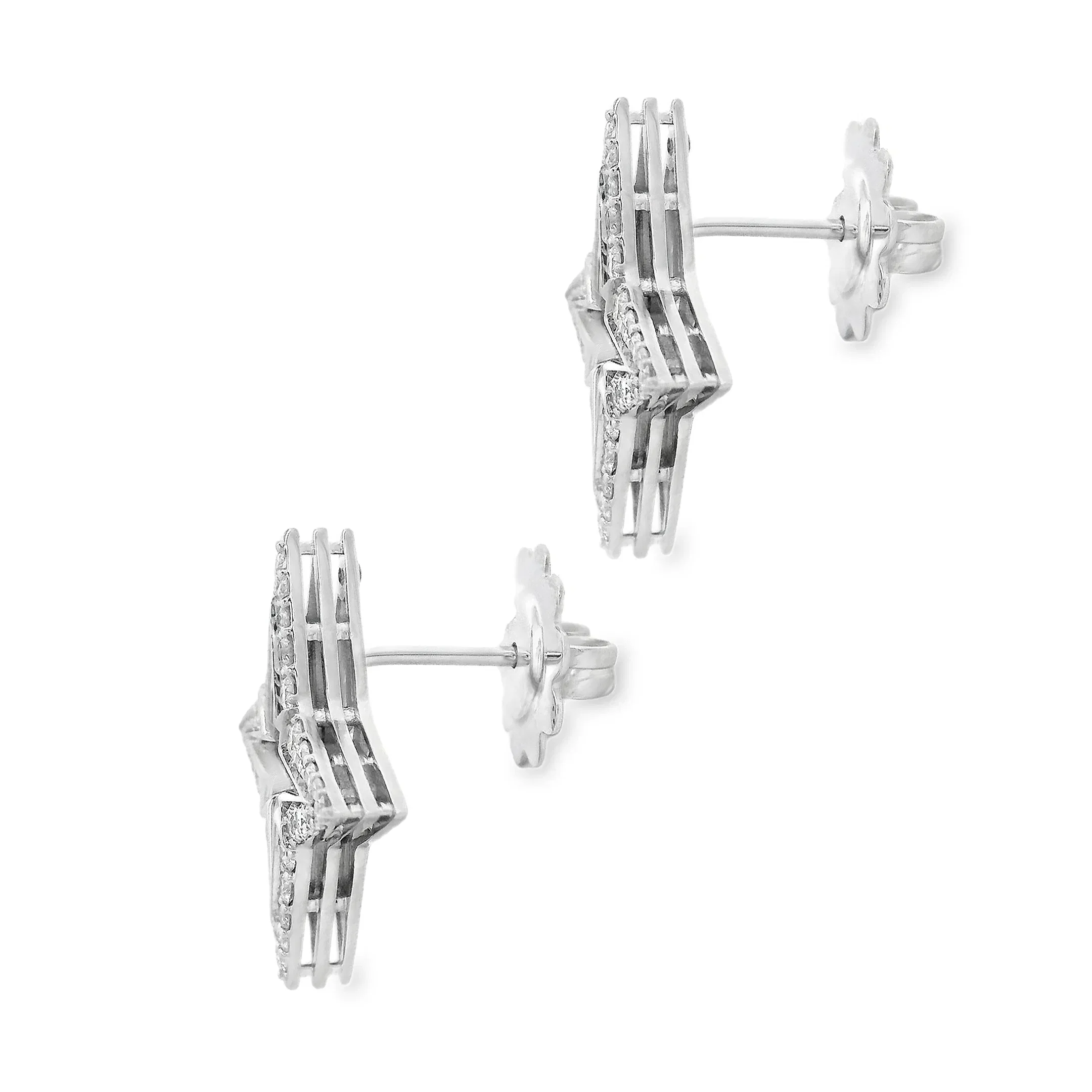 Roberto Coin 18k White Gold Diamond Star Earrings