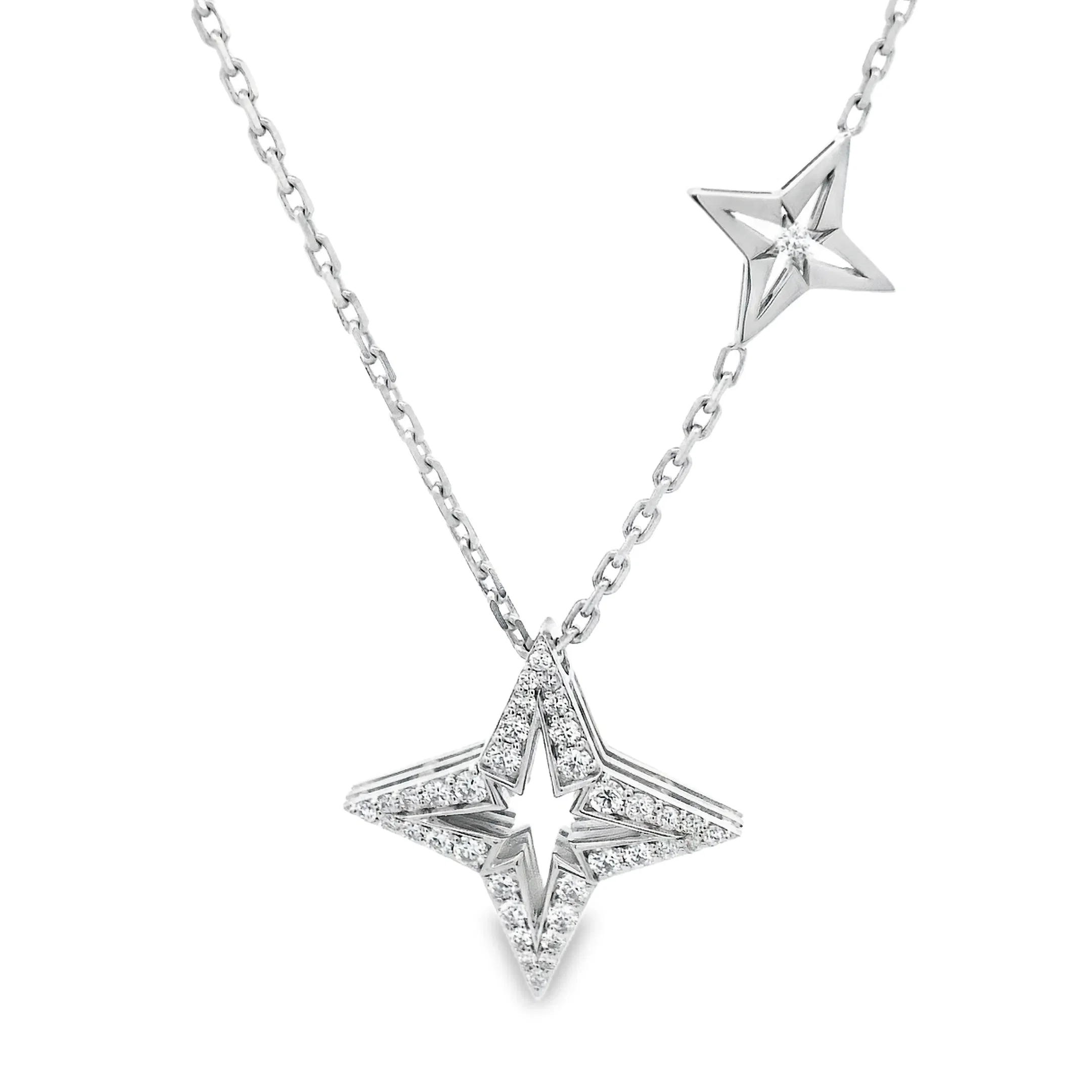 Roberto Coin 18K White Gold Diamond Princess Star Necklace
