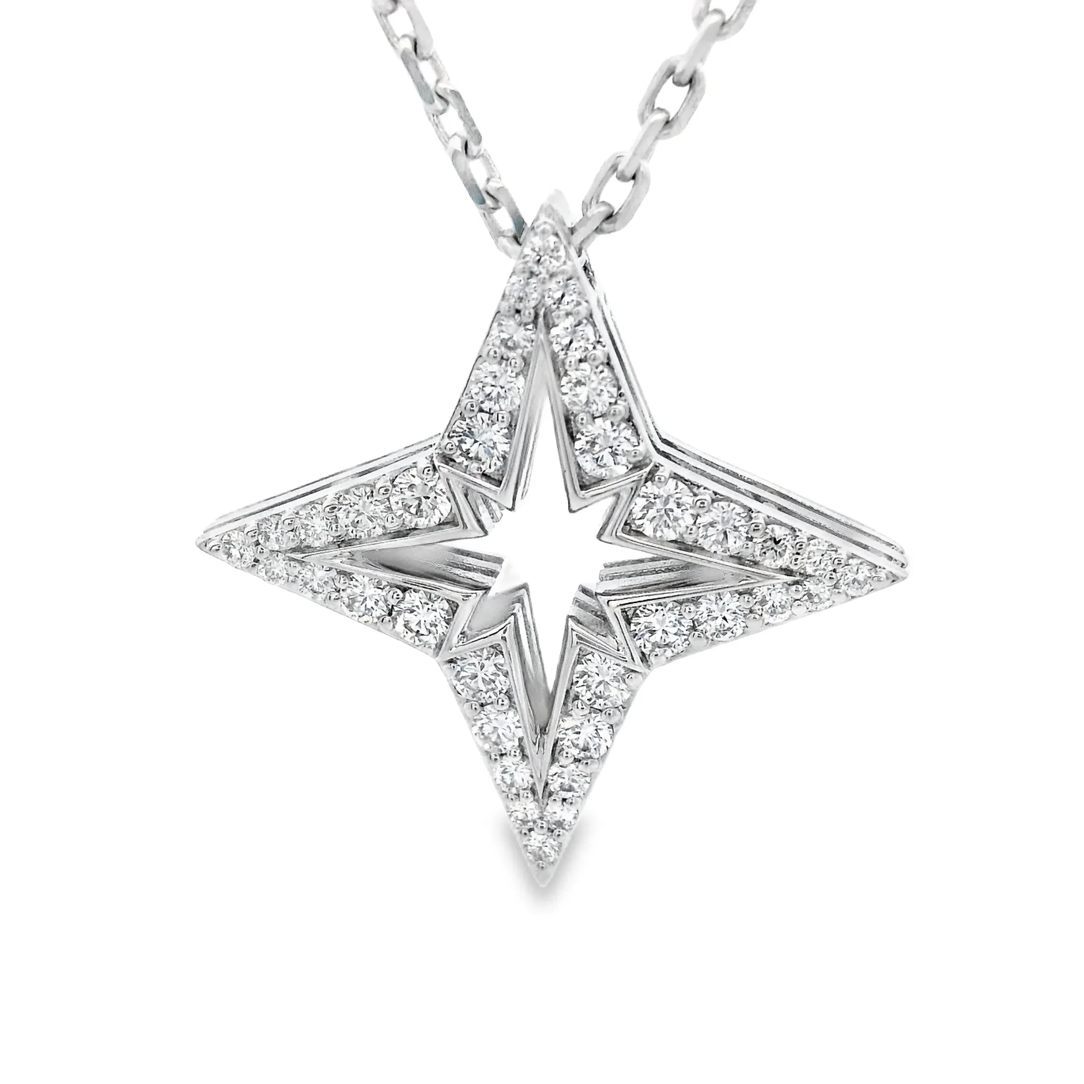 Roberto Coin 18K White Gold Diamond Princess Star Necklace