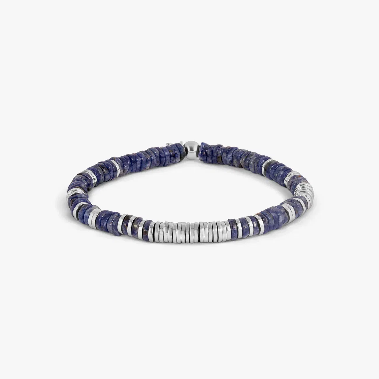 Tateossian Constellation Beaded Bracelet in Rhodium Silver with Sodalite