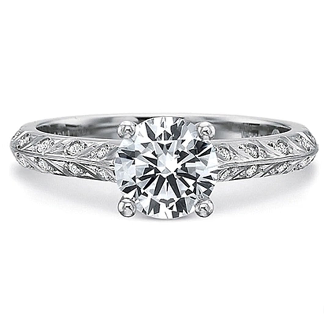 Precision Set Leaf Pattern Diamond Engagement Ring