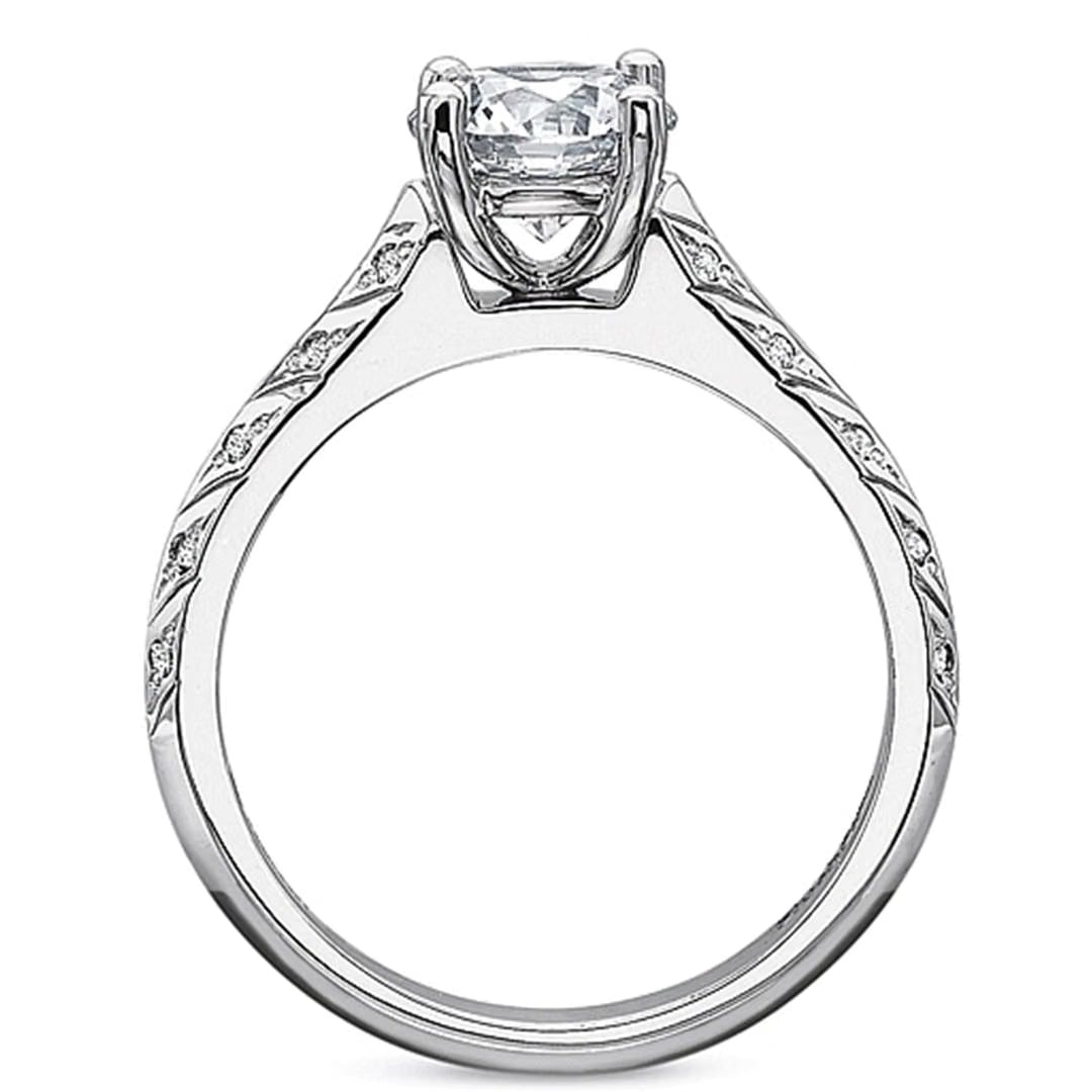Precision Set Leaf Pattern Diamond Engagement Ring