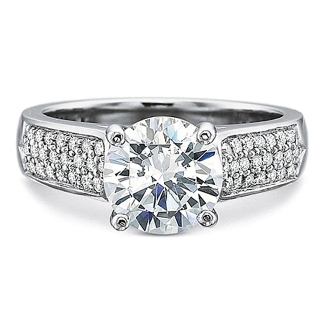 Precision Set Three Row Pave Diamond Engagement Ring