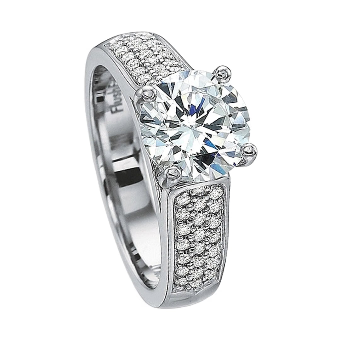 Precision Set Three Row Pave Diamond Engagement Ring