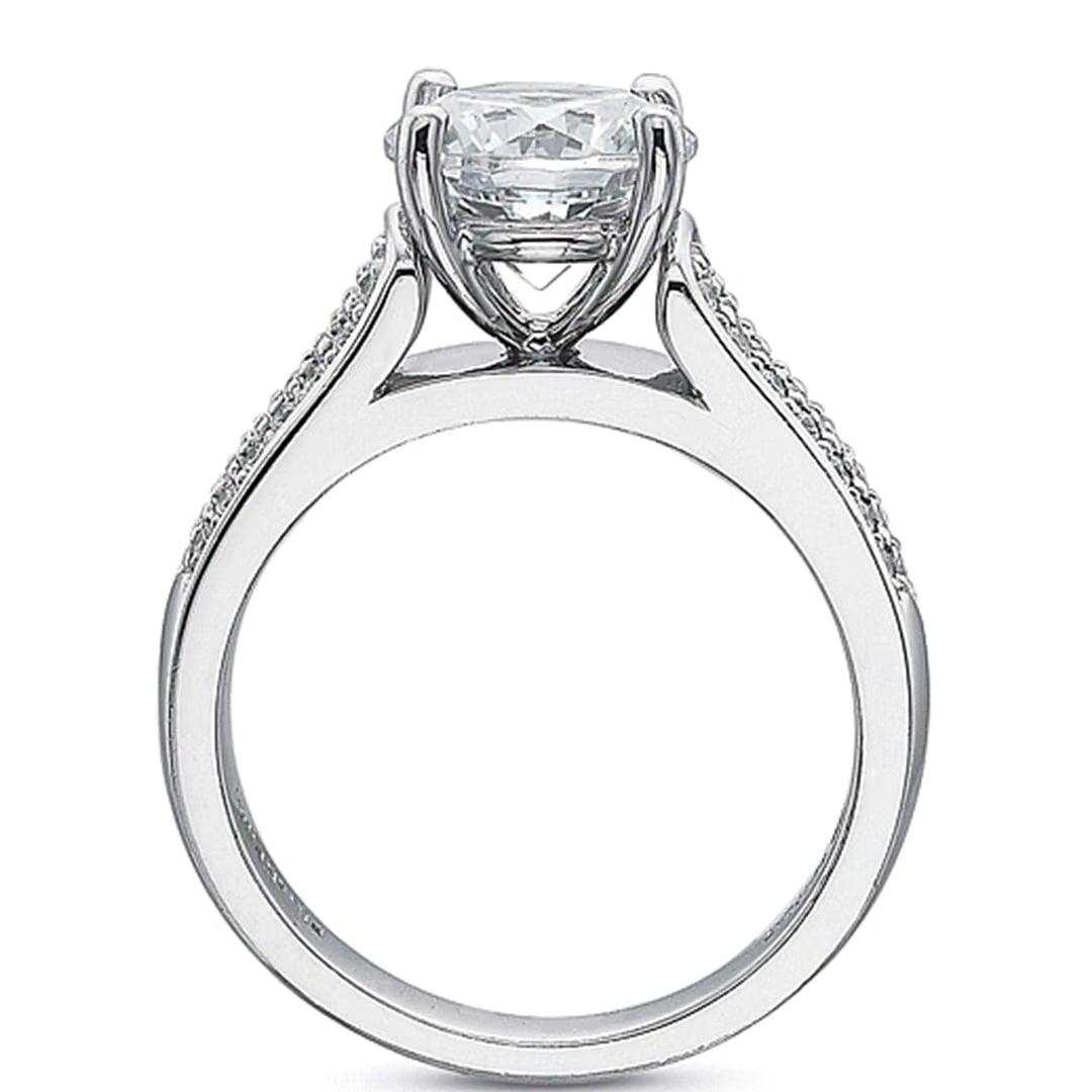 Precision Set Three Row Pave Diamond Engagement Ring
