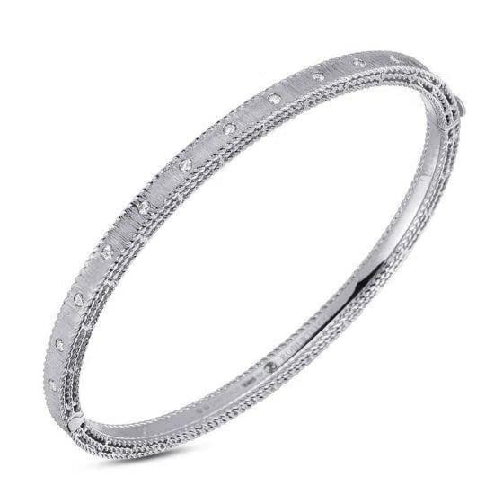Roberto Coin 18k White Gold Diamond Princess Bangle