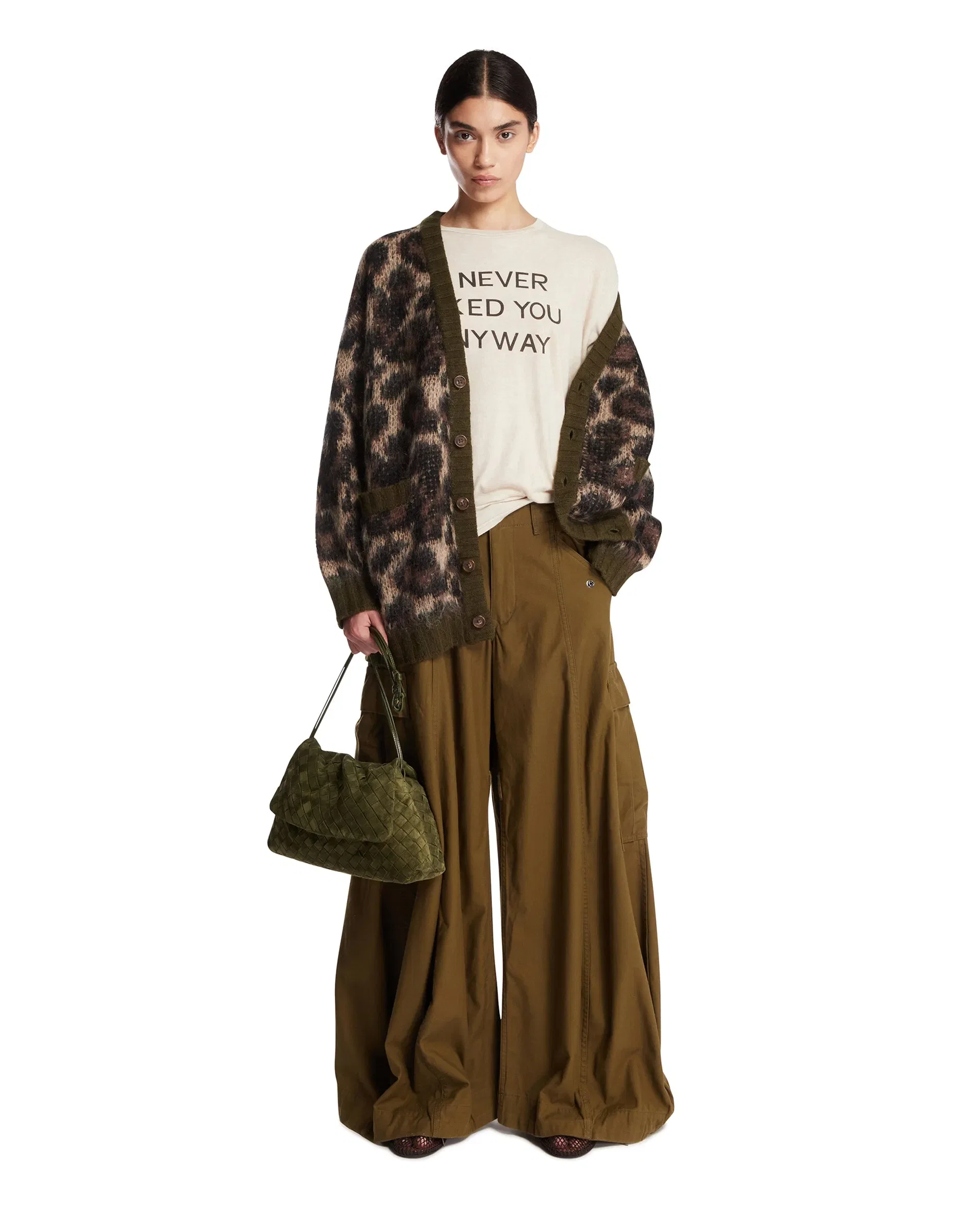 R13 Cardigan Animalier In Lana Marrone