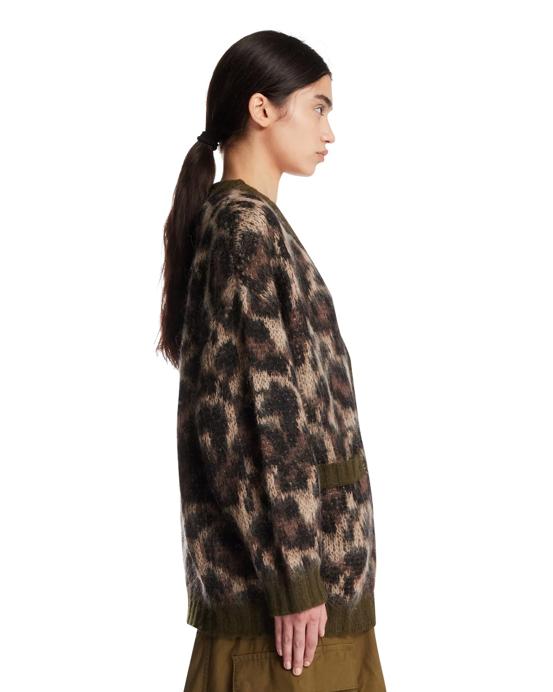 R13 Cardigan Animalier In Lana Marrone