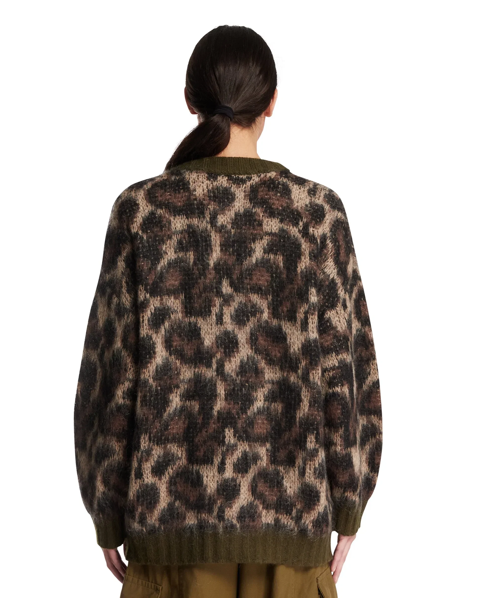 R13 Cardigan Animalier In Lana Marrone