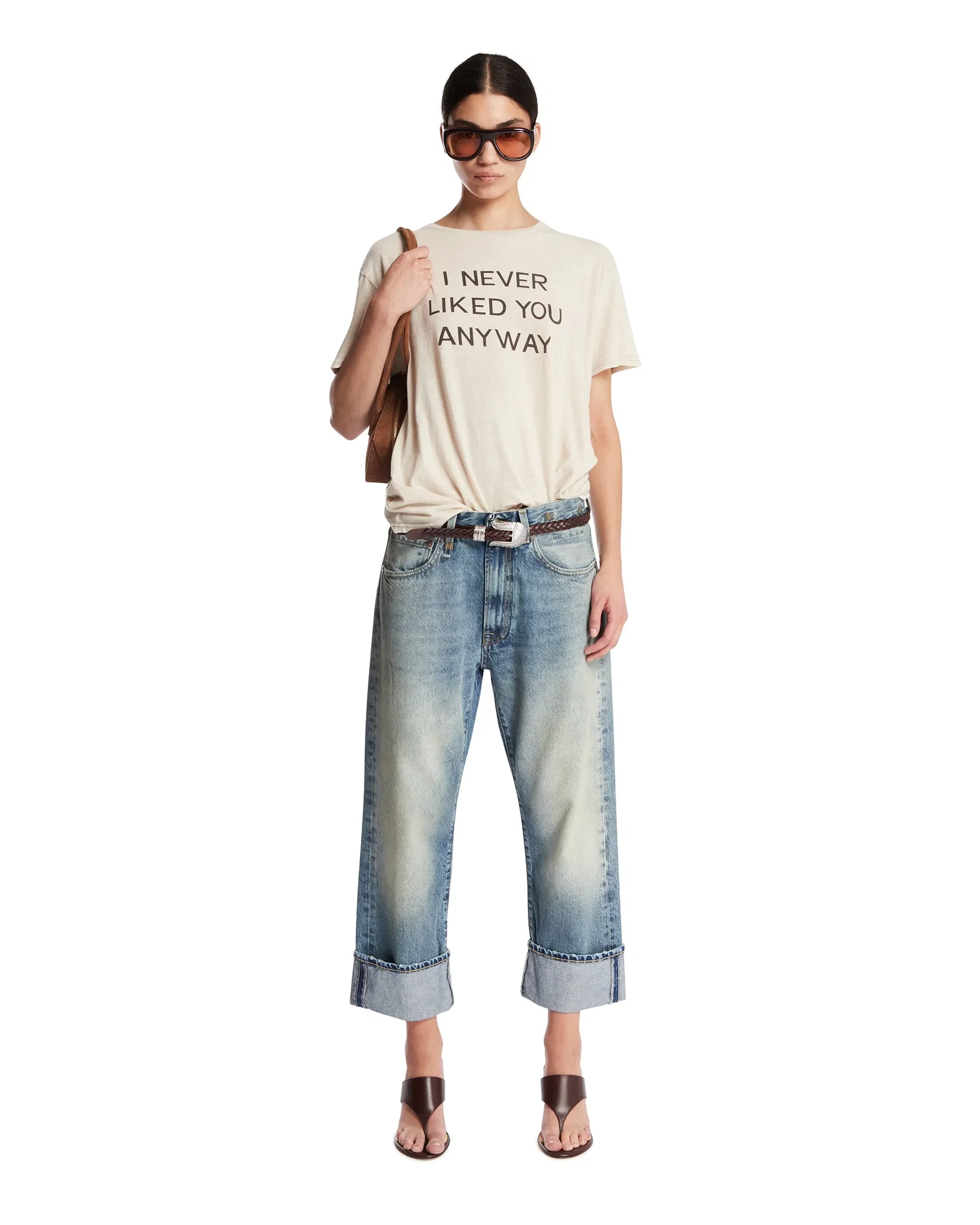 R13 Jeans Cuffed X-Boyfriend Crop Blu