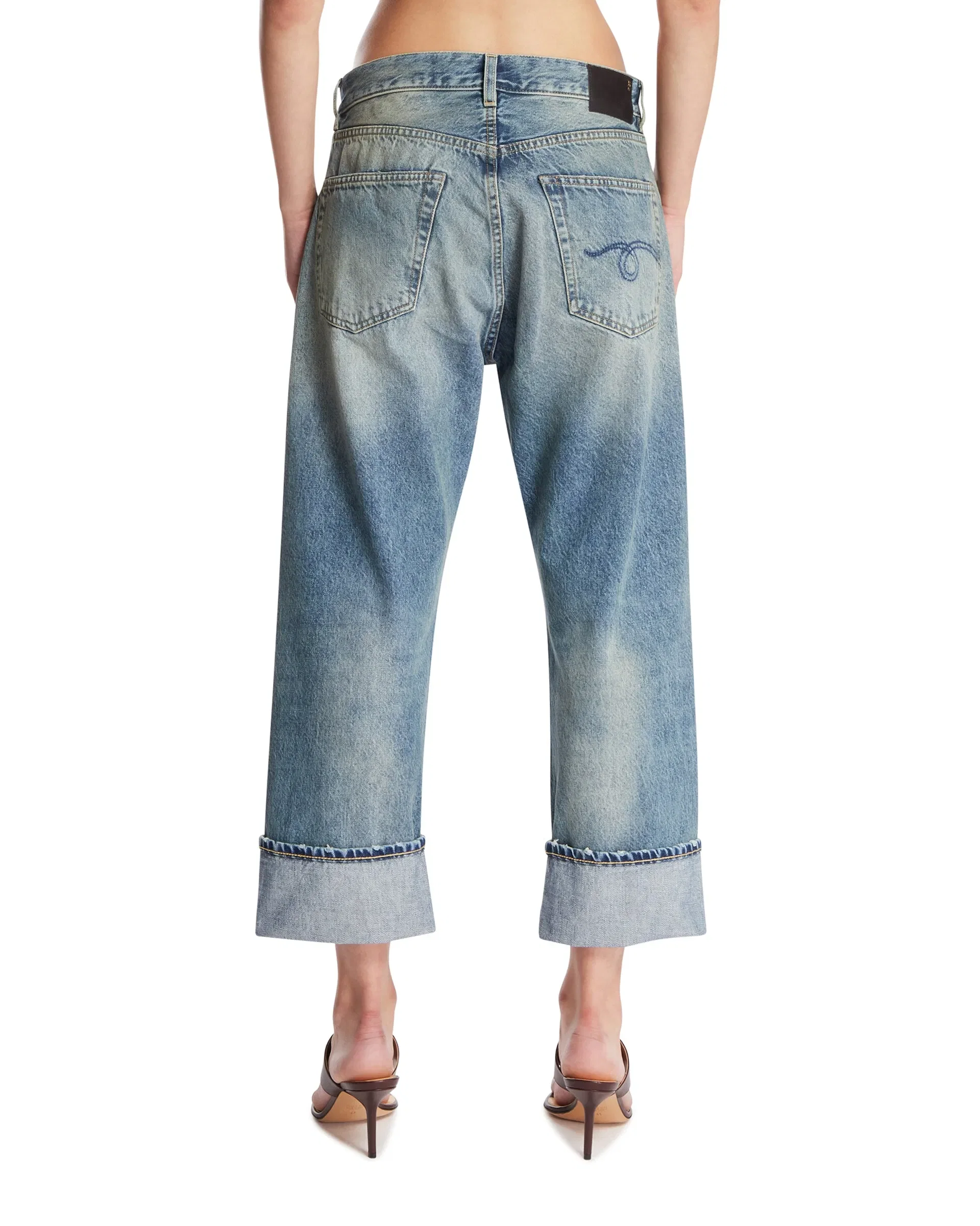 R13 Jeans Cuffed X-Boyfriend Crop Blu