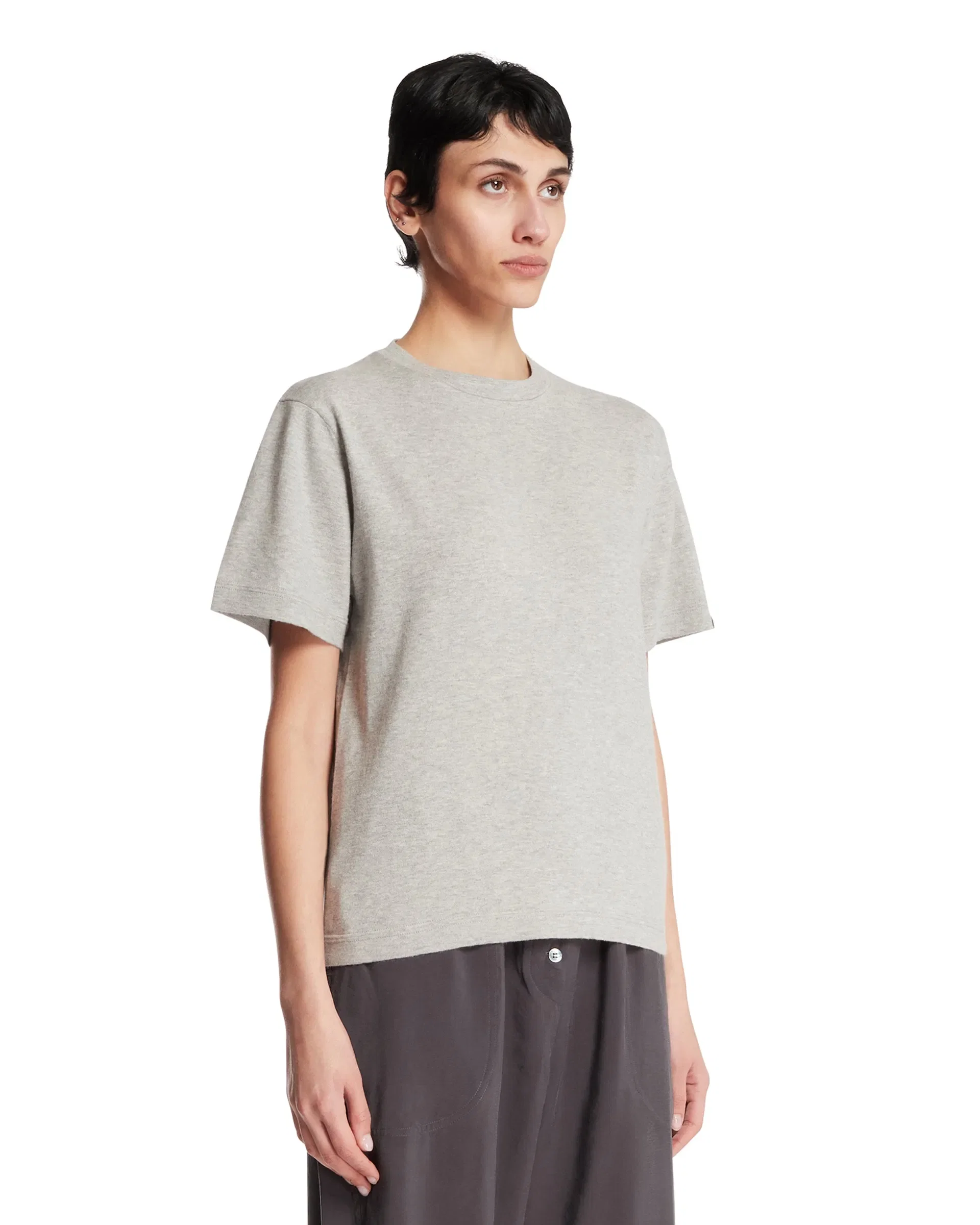 Extreme Cashmere T-Shirt Basic In Cotone E Cashmere Grigia
