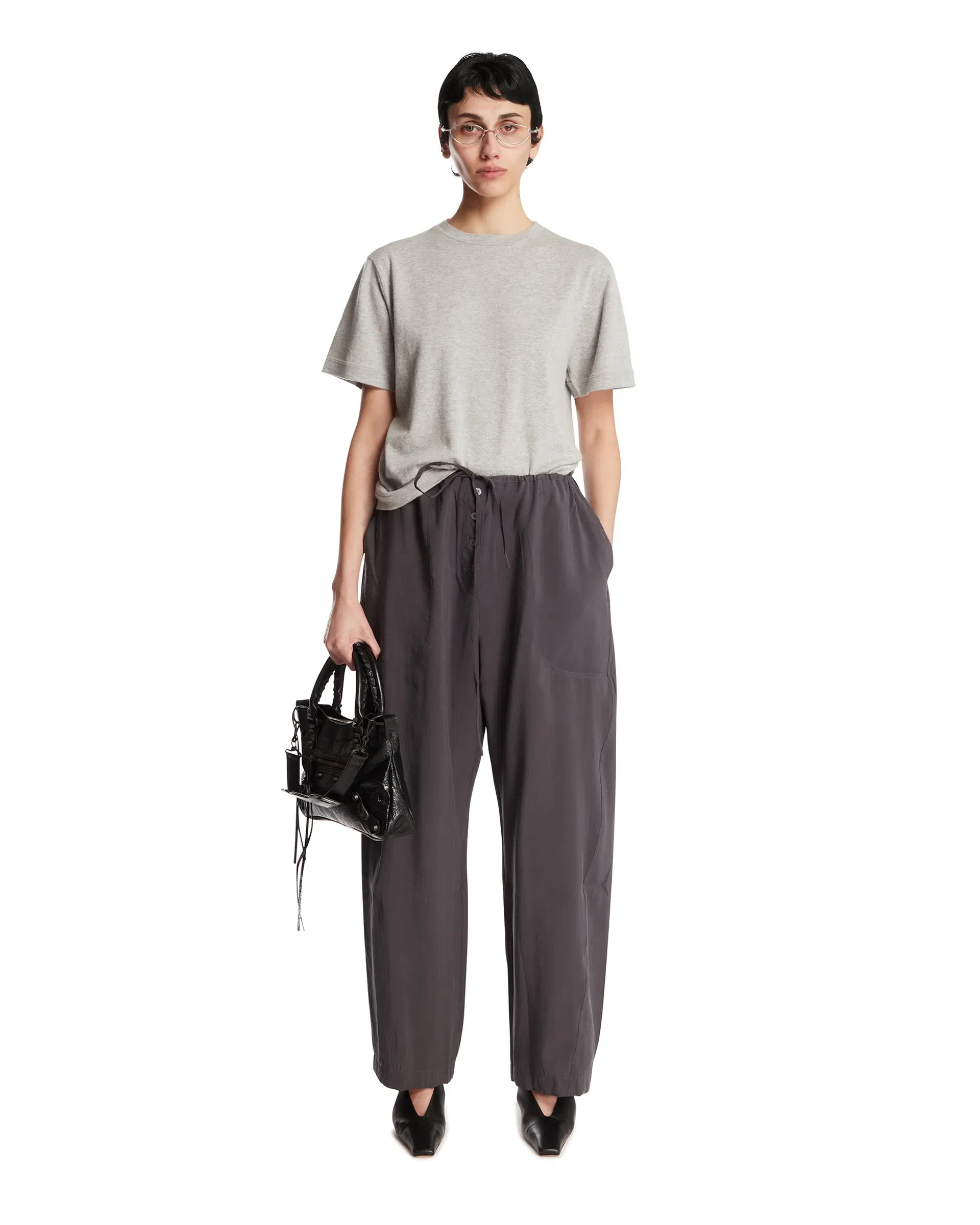 Extreme Cashmere T-Shirt Basic In Cotone E Cashmere Grigia