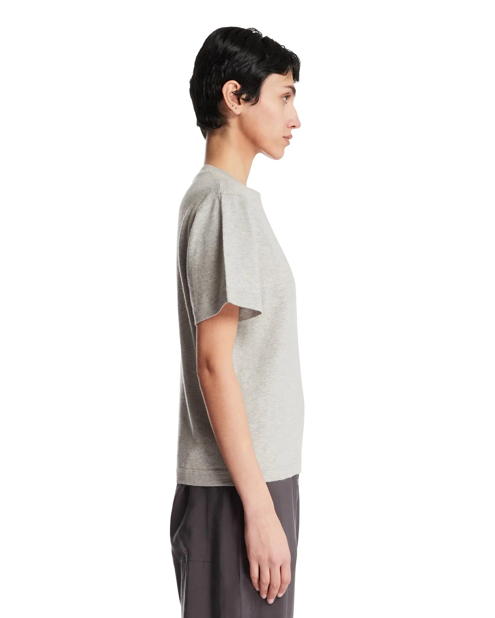 Extreme Cashmere T-Shirt Basic In Cotone E Cashmere Grigia