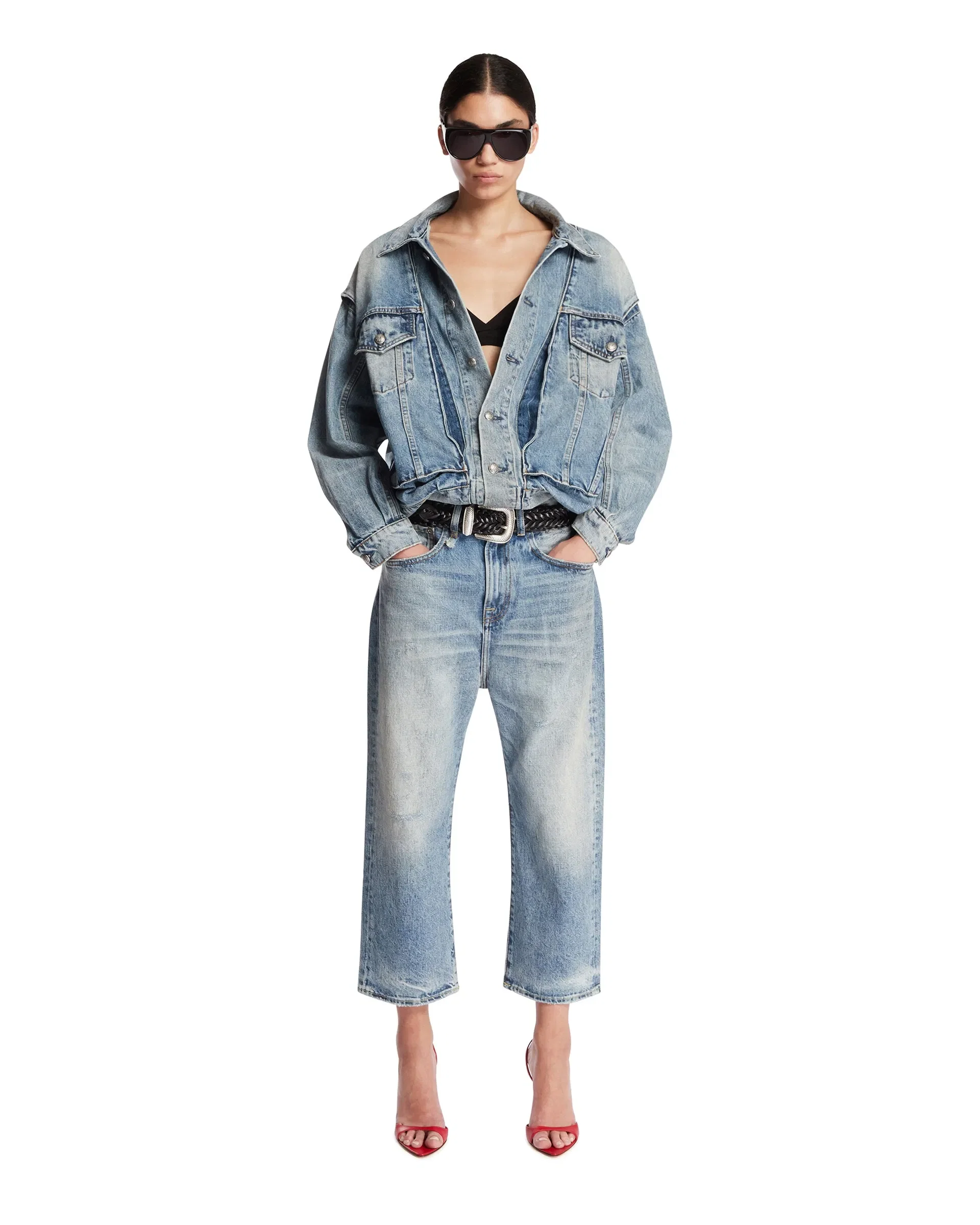 R13 Jeans Cropped Blu