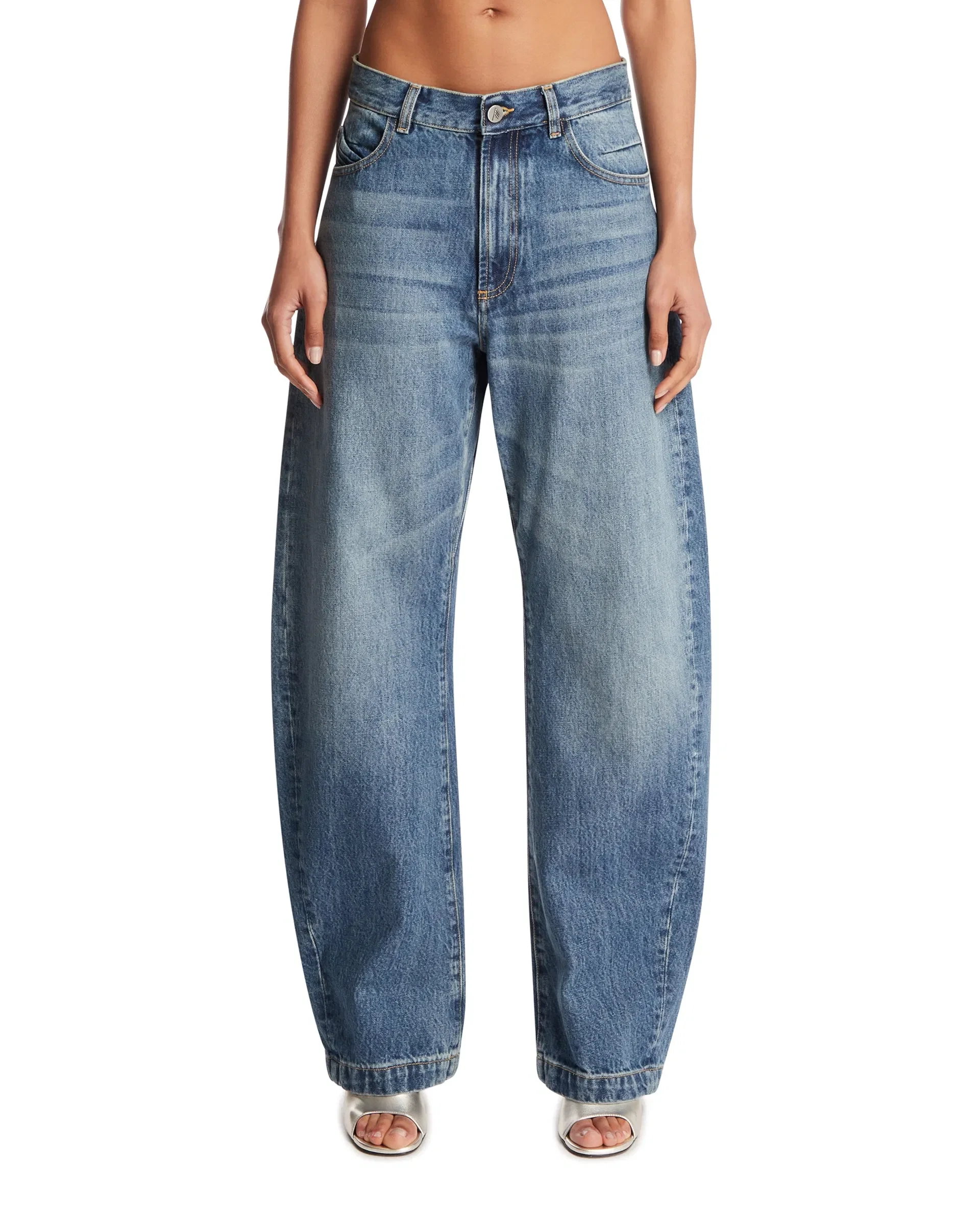 The Attico Jeans Barrel In Cotone Blu