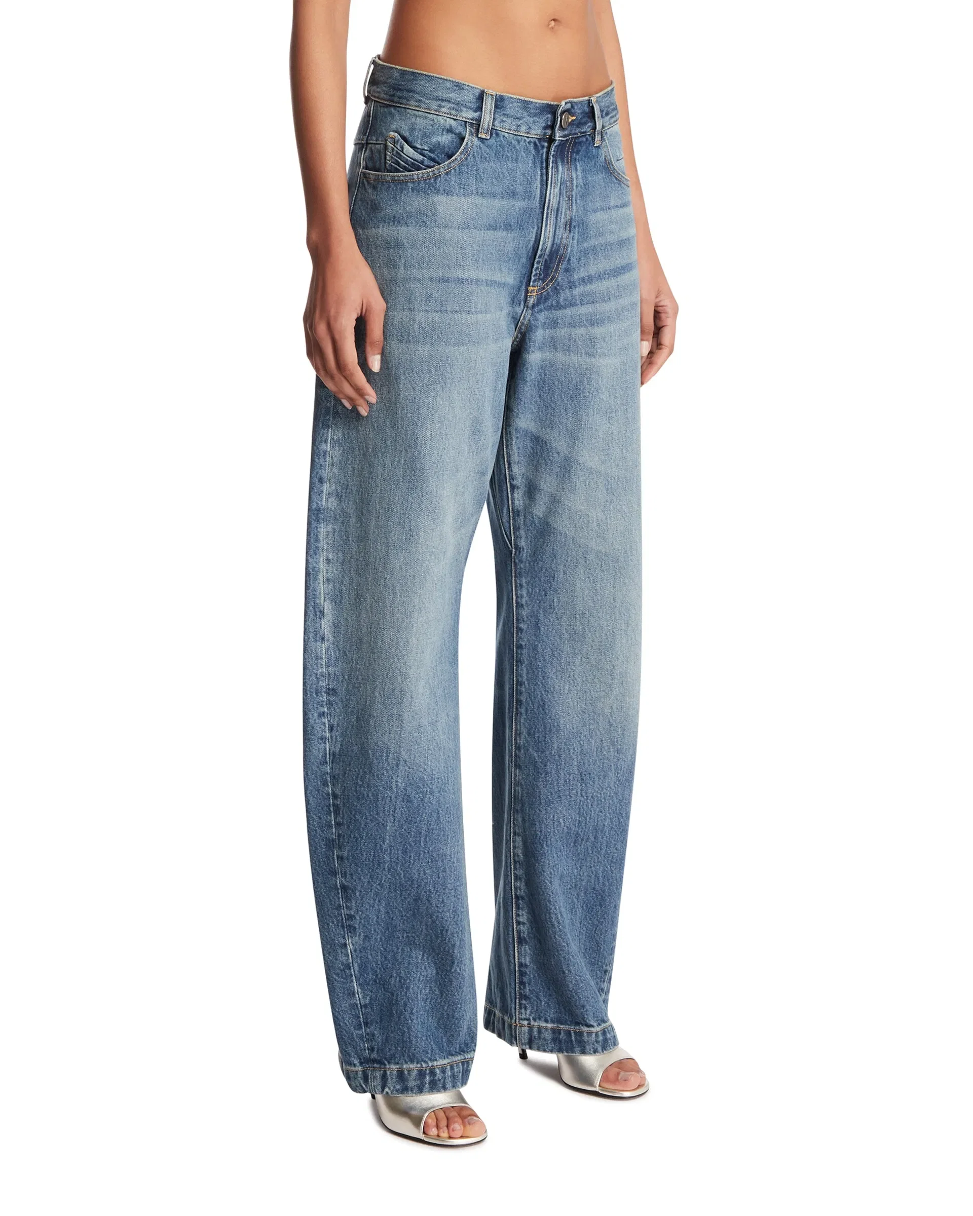 The Attico Jeans Barrel In Cotone Blu