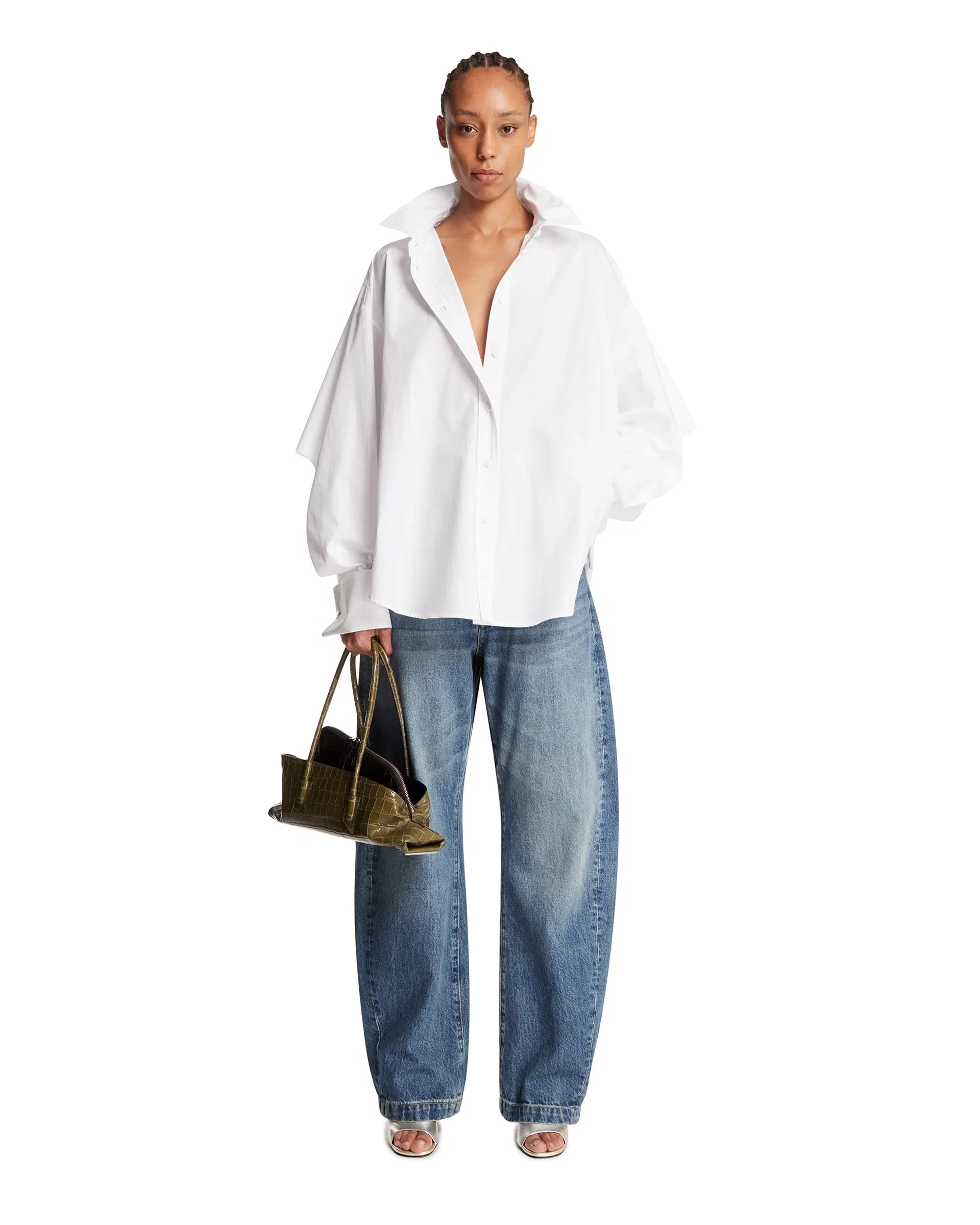 The Attico Jeans Barrel In Cotone Blu