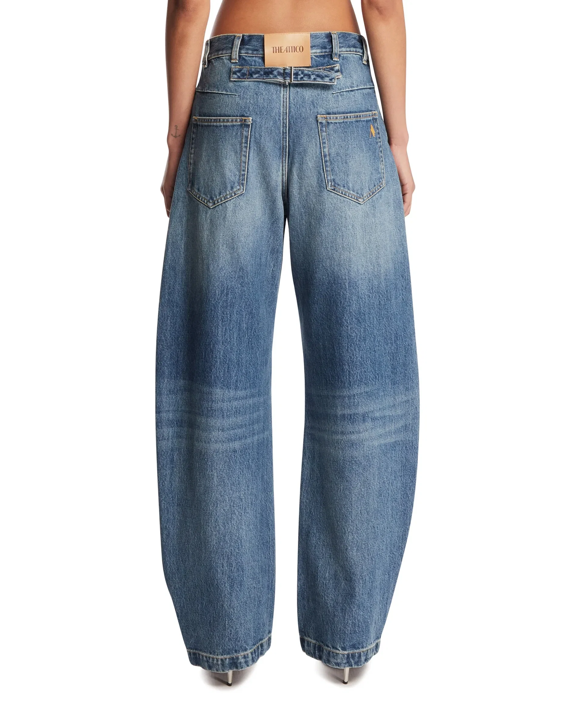 The Attico Jeans Barrel In Cotone Blu