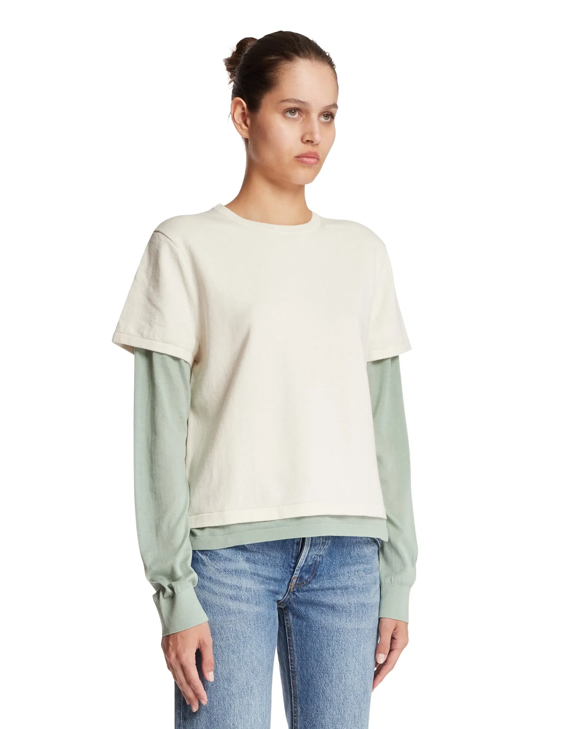 Guest In Residence T-Shirt A Doppio Strato Bianca