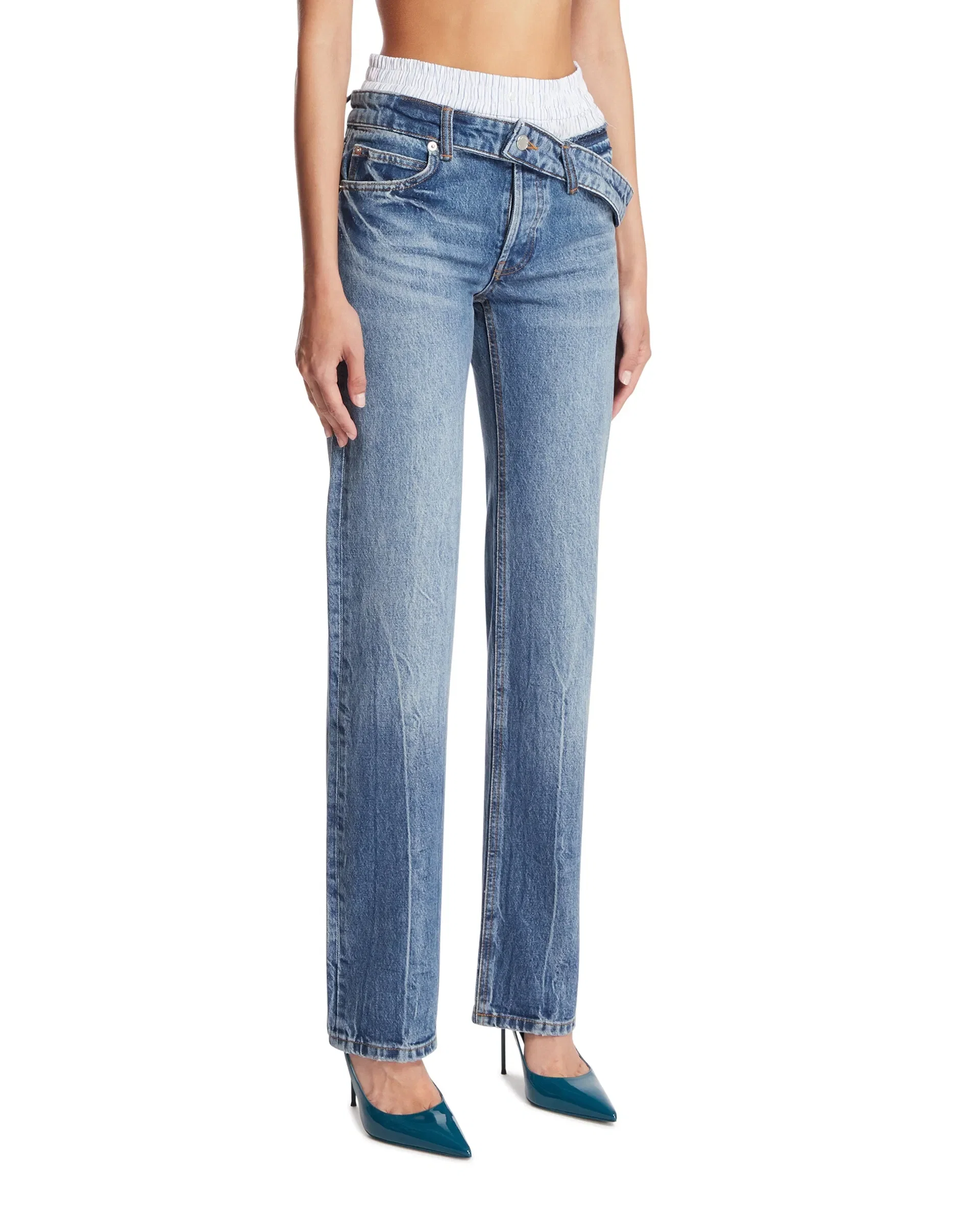 Alexander Wang Jeans Slim Con Fascia Boxer Blu