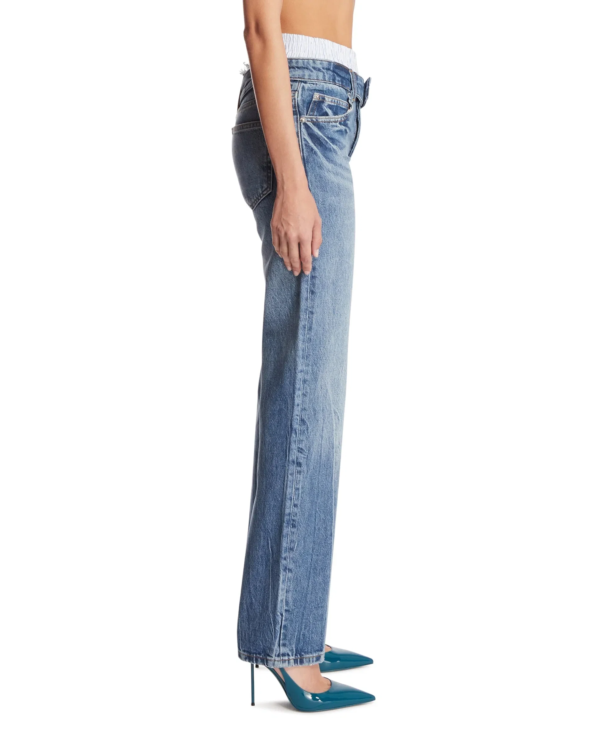 Alexander Wang Jeans Slim Con Fascia Boxer Blu