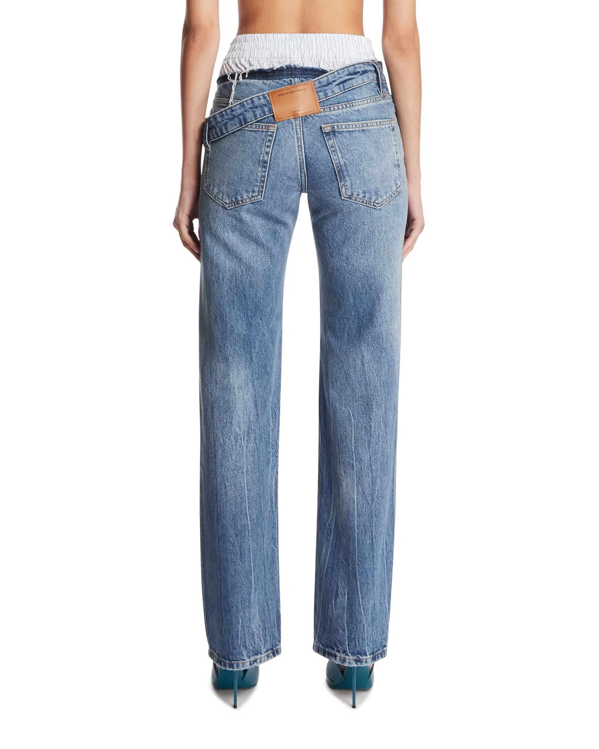 Alexander Wang Jeans Slim Con Fascia Boxer Blu