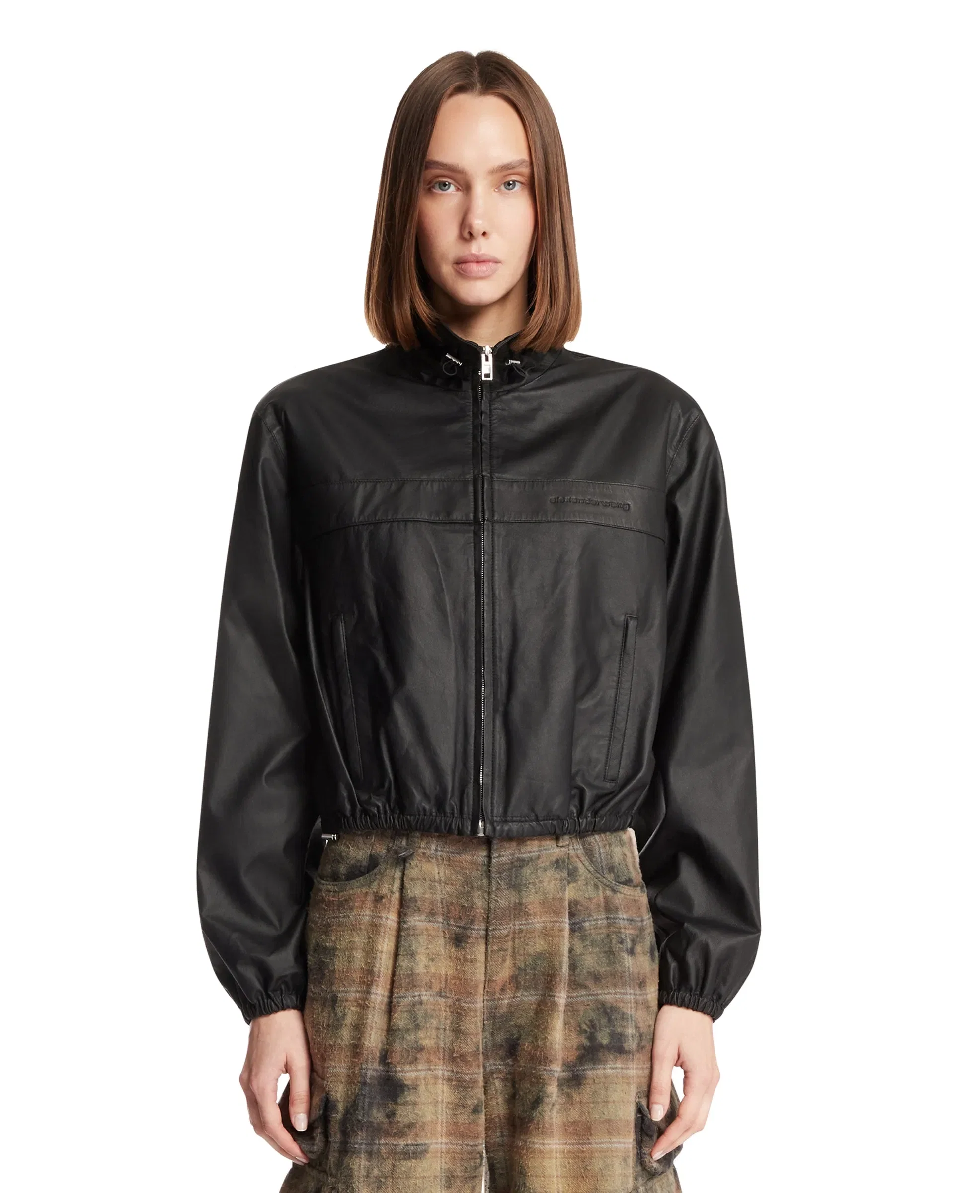 Alexander Wang Track Jacket In Pelle Nera