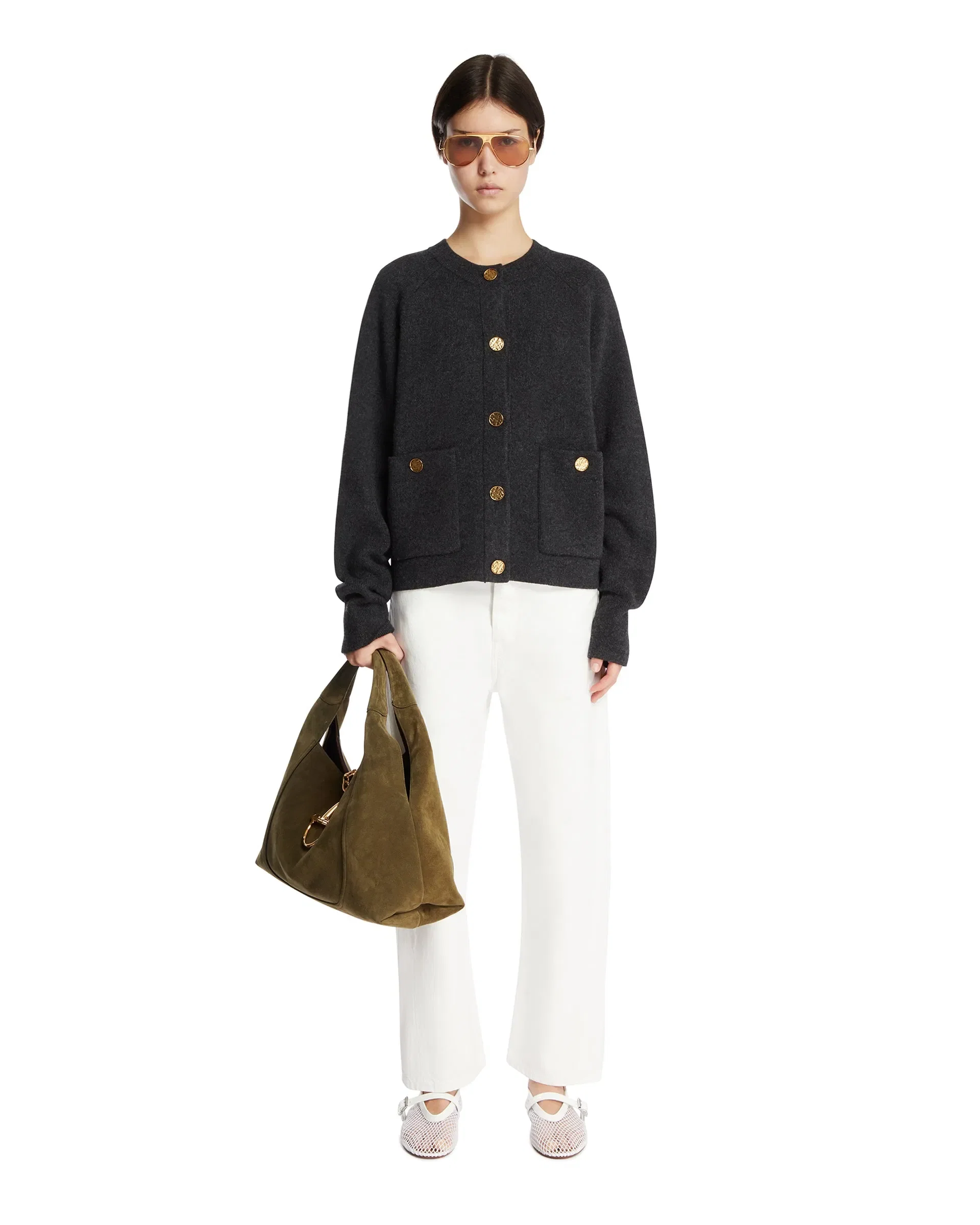 TOTEME Cardigan Con Bottoni Gioiello Grigio