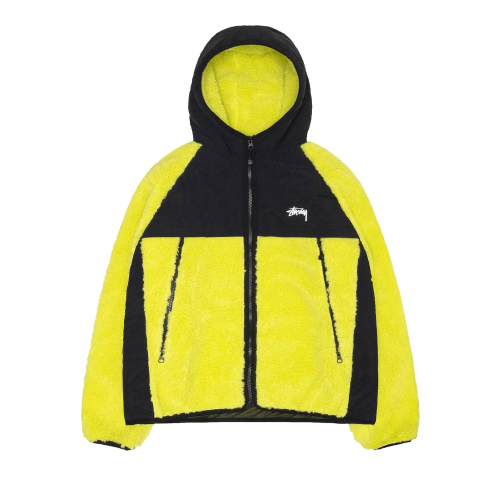 Stussy Sherpa Paneled Hooded Jacket Lime