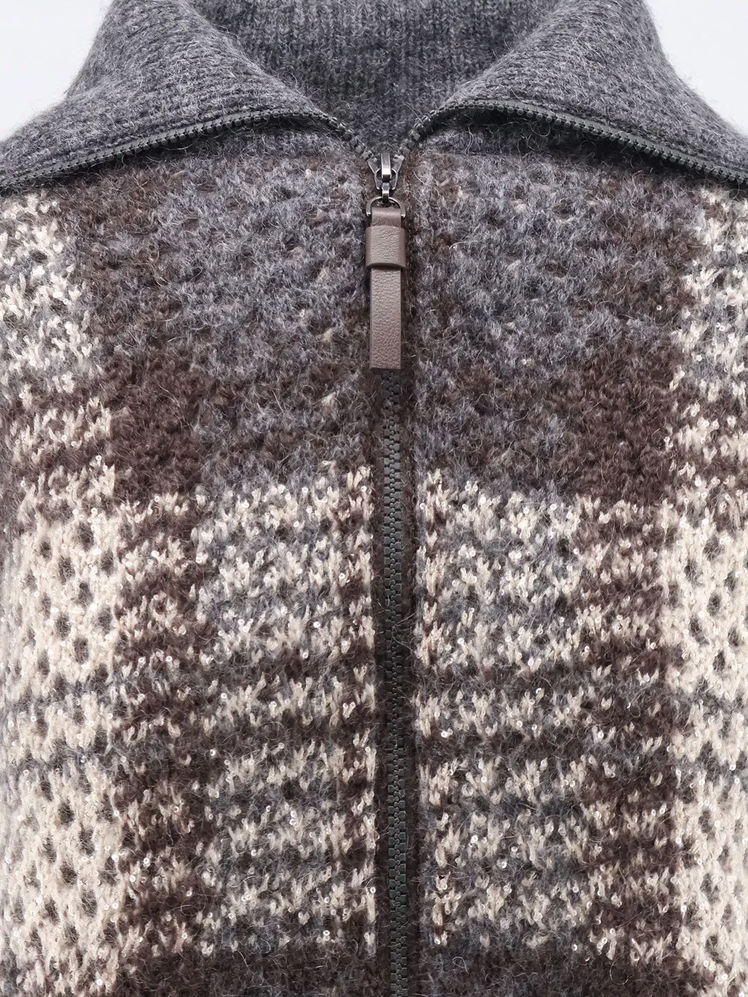 Brunello Cucinelli Cardigan with intarsia and micro-sequin embroidery