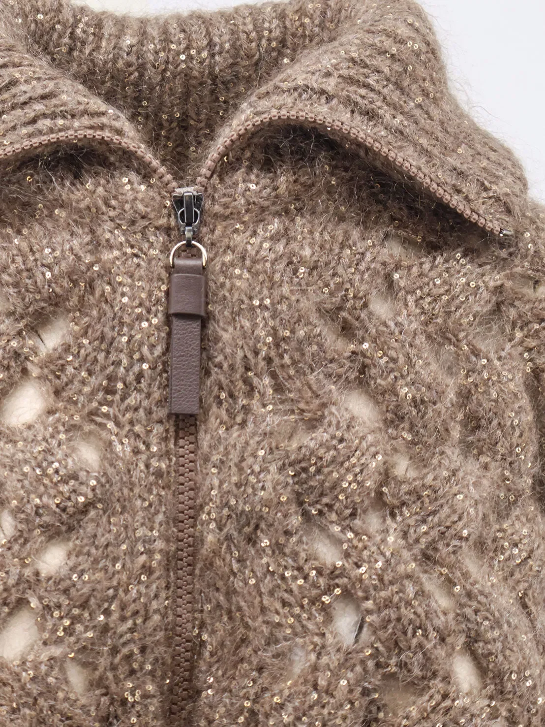 Brunello Cucinelli Perforated cardigan with micro-sequins