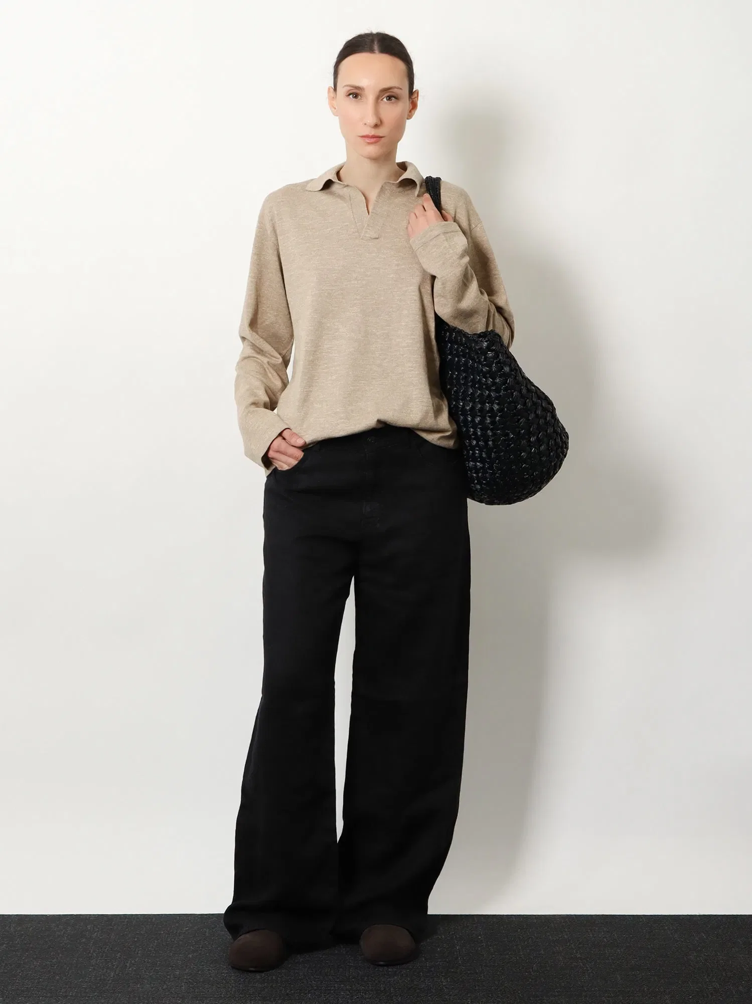 The Row Niosa polo shirt in cotton and linen