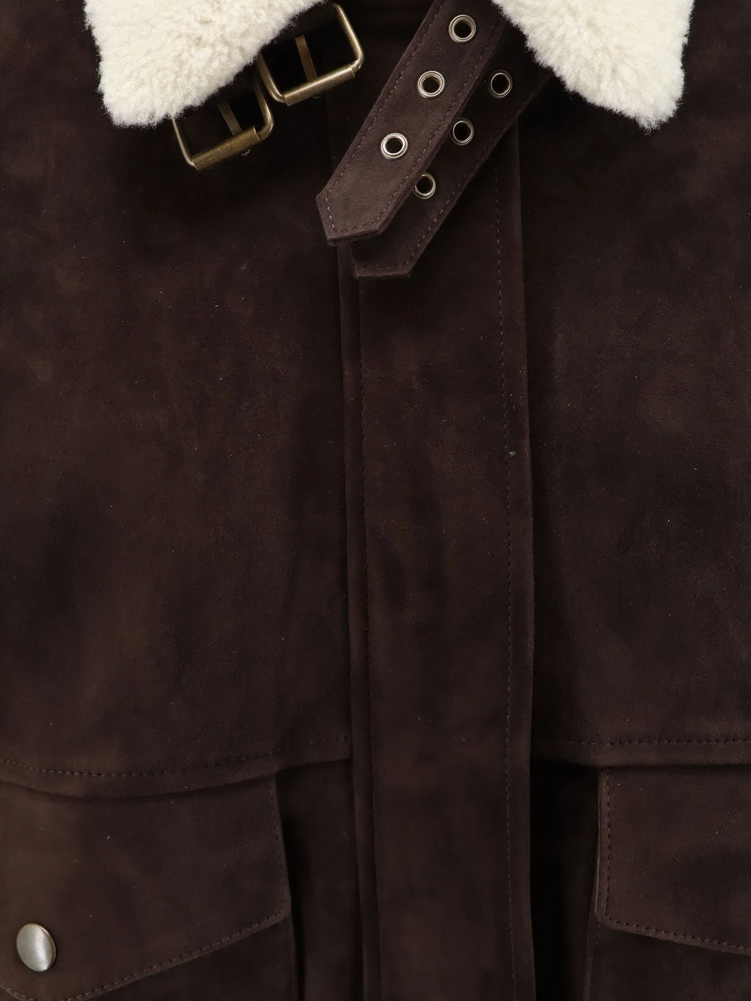 Semicouture Suede jacket with fur collar