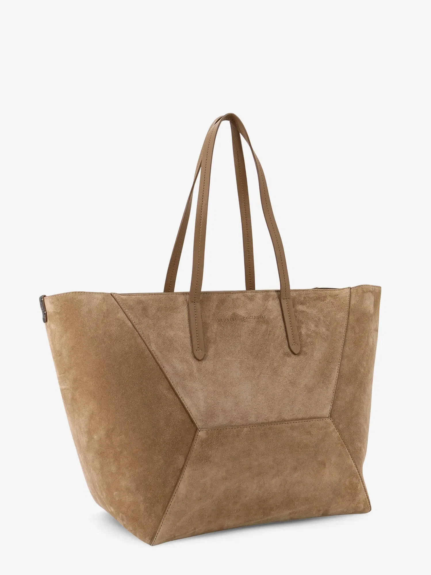 Brunello Cucinelli BC Duo suede shoulder bag with engraved logo