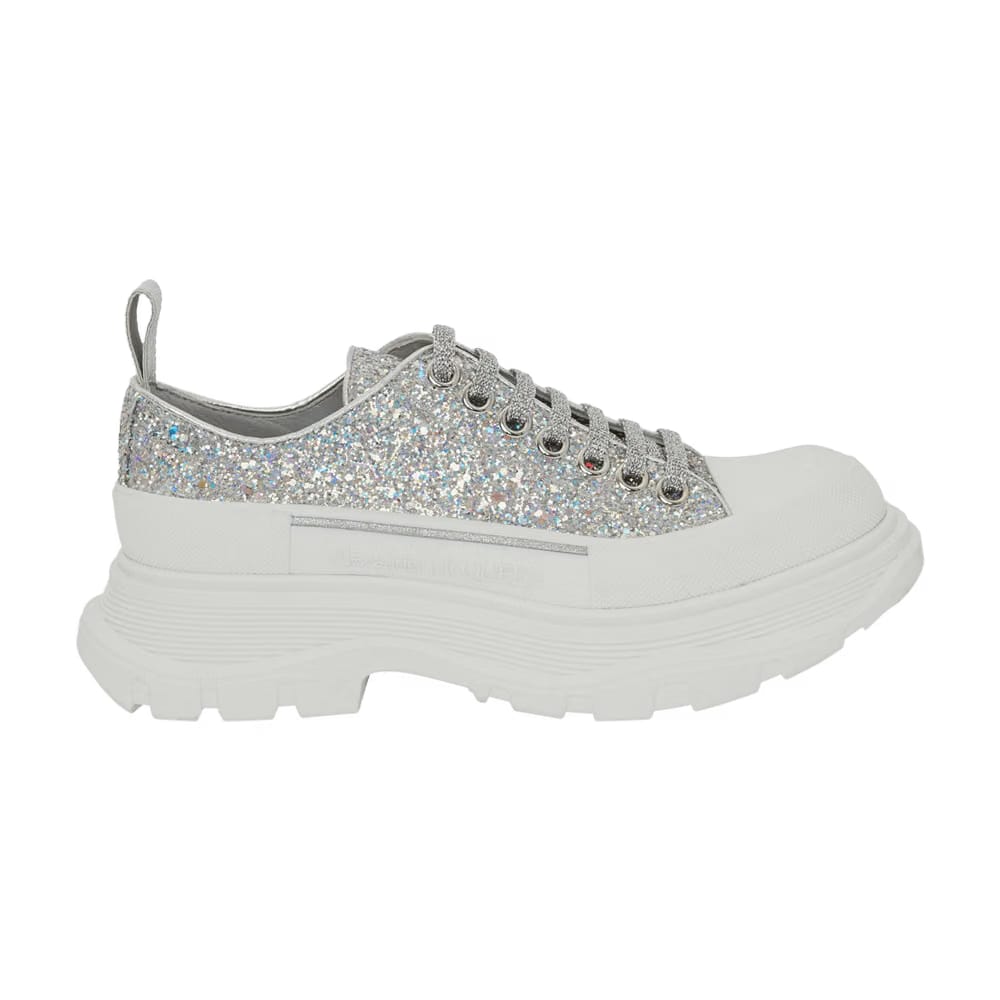 Alexander McQueen Wmns Tread Slick Lace Up 'Holo Silver Glitter'