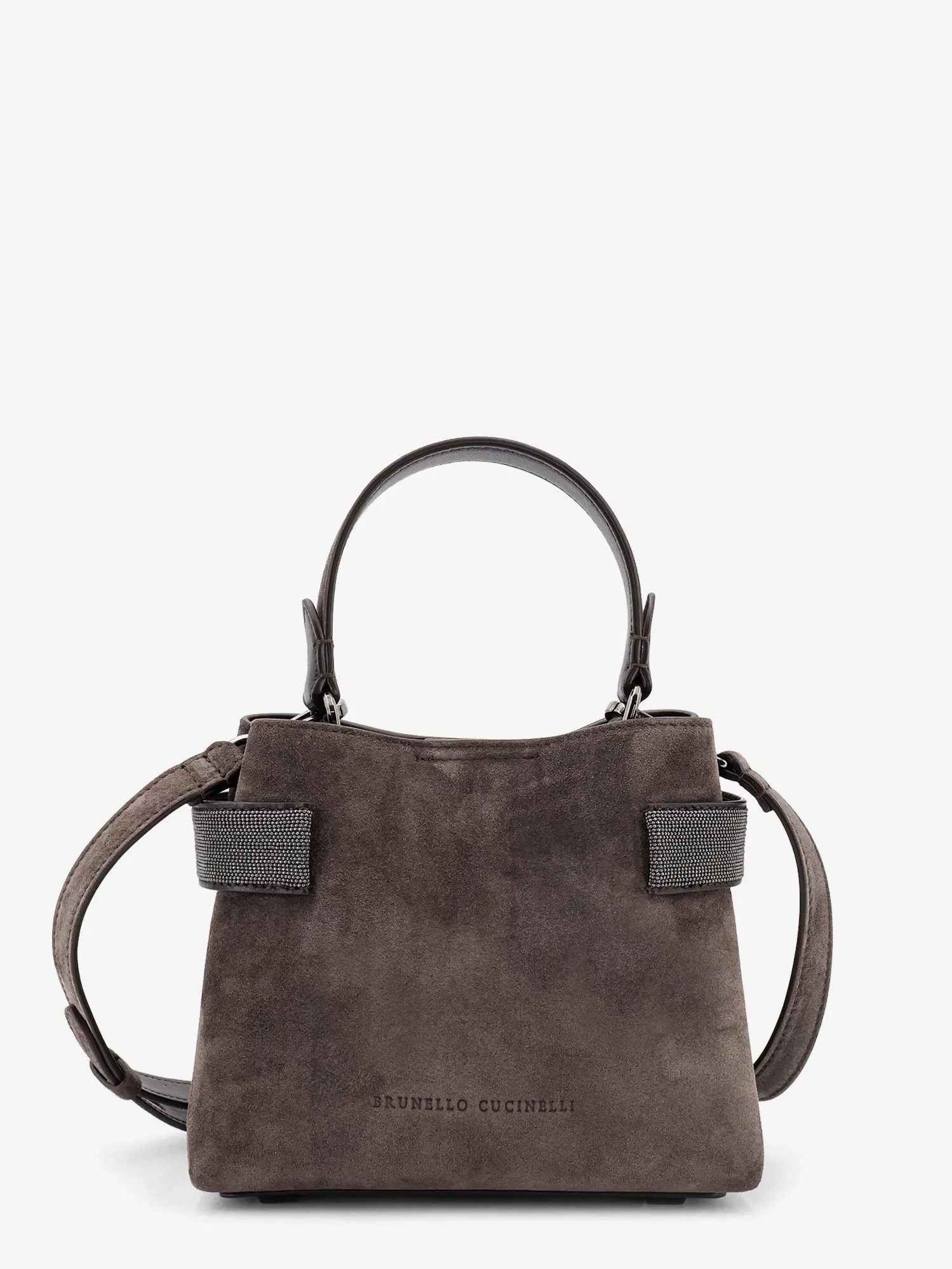 Brunello Cucinelli Suede crossbody bag with Monili detail